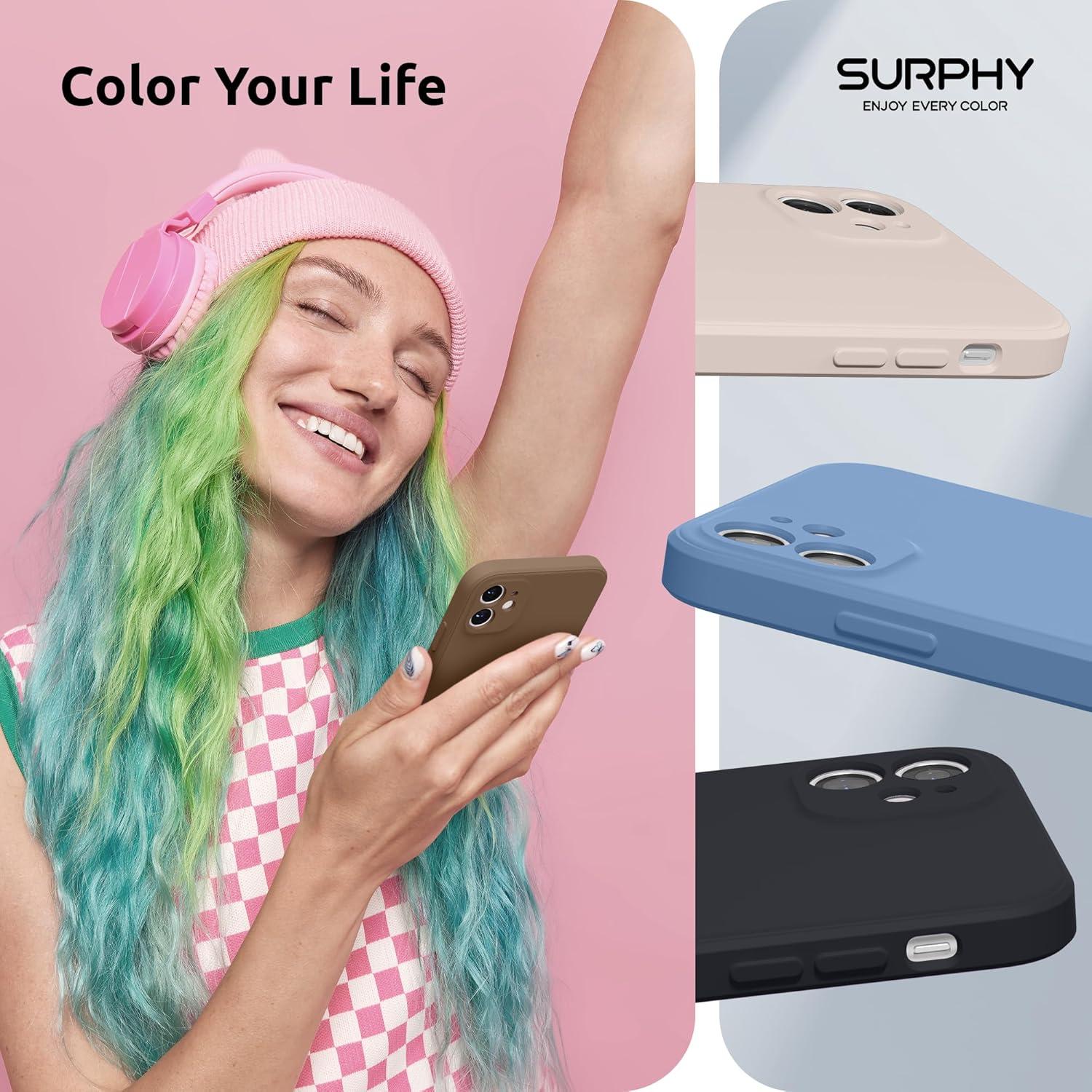 imageSURPHY Design for iPhone 11 Case with Camera Protection Straight Edge Slim Design Liquid Silicone Phone Case for iPhone 11 61 inches Sunflower YellowBrown