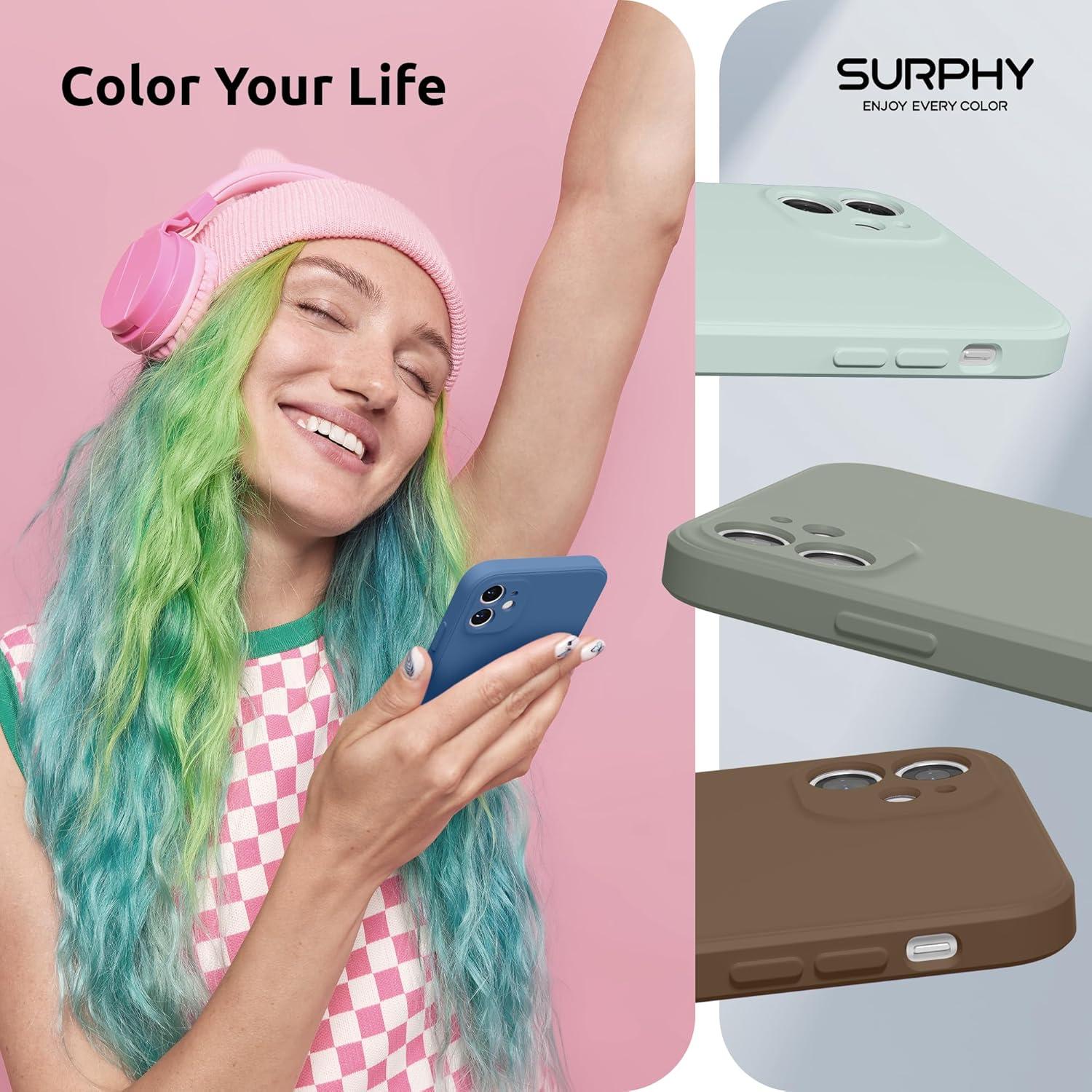 imageSURPHY Design for iPhone 11 Case with Camera Protection Straight Edge Slim Design Liquid Silicone Phone Case for iPhone 11 61 inches Sunflower YellowBlue Jay