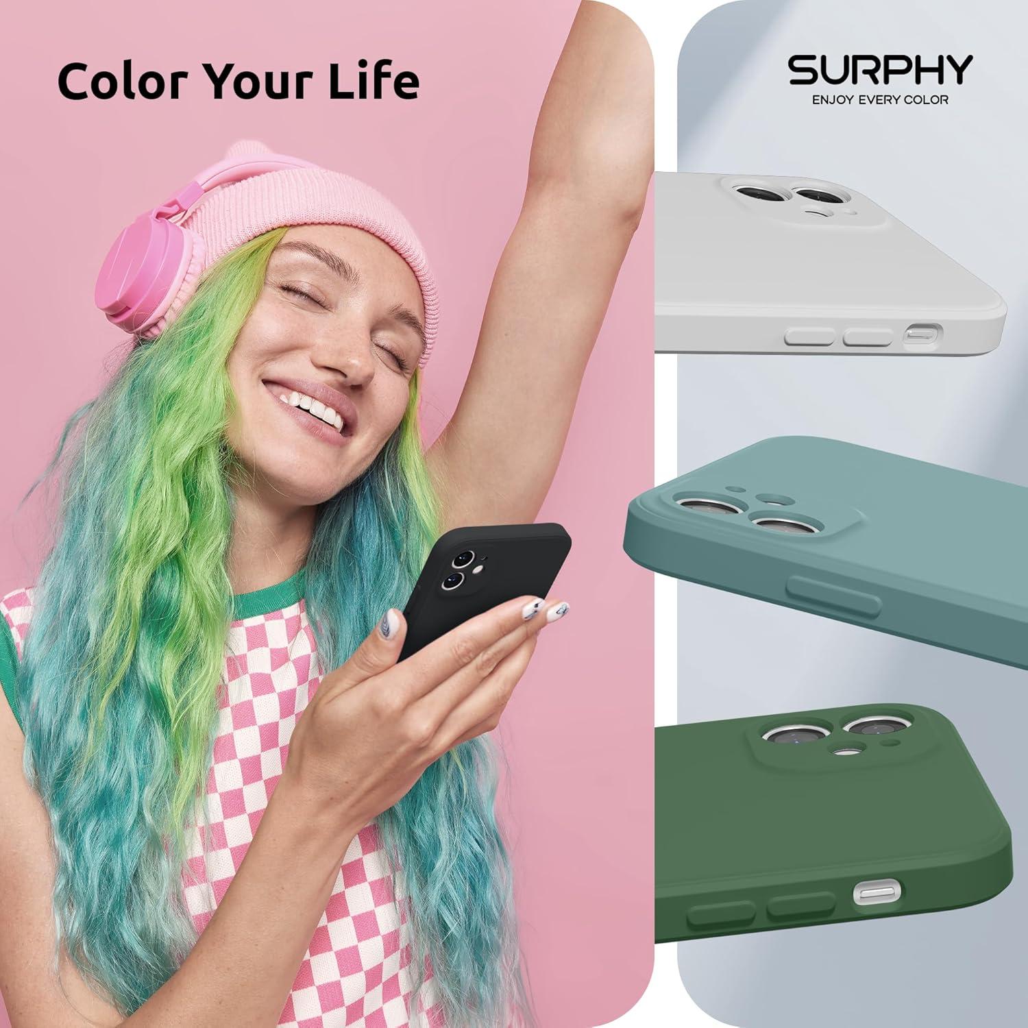 imageSURPHY Design for iPhone 11 Case with Camera Protection Straight Edge Slim Design Liquid Silicone Phone Case for iPhone 11 61 inches Sunflower YellowBlack