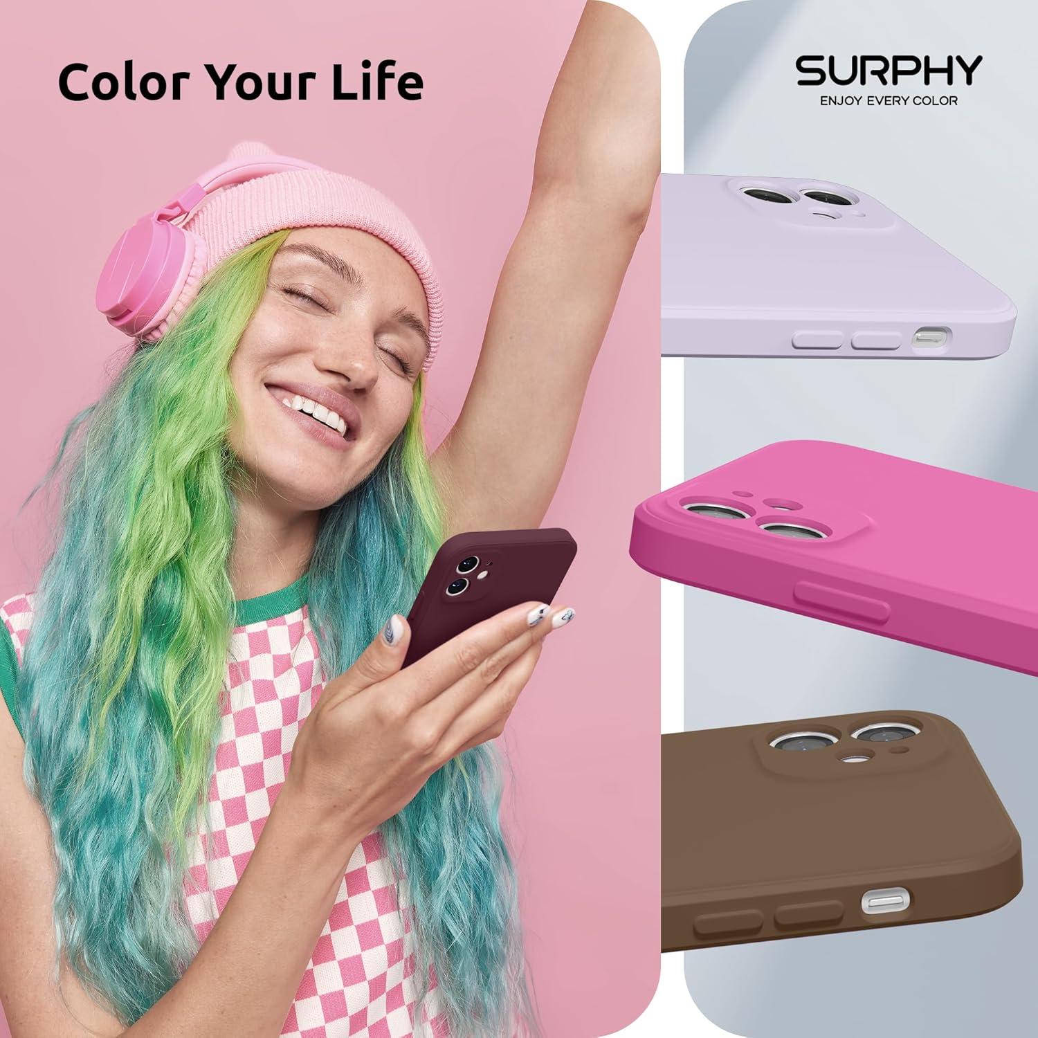 imageSURPHY Design for iPhone 11 Case with Camera Protection Straight Edge Slim Design Liquid Silicone Phone Case for iPhone 11 61 inches Sunflower YellowPlum