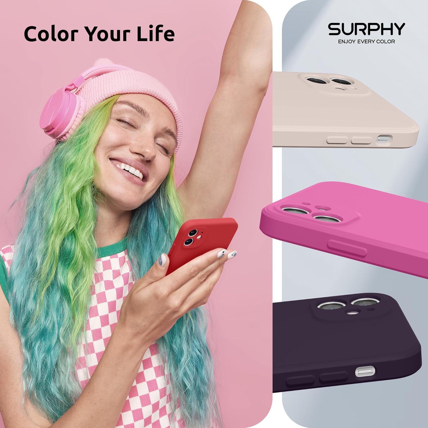 imageSURPHY Design for iPhone 11 Case with Camera Protection Straight Edge Slim Design Liquid Silicone Phone Case for iPhone 11 61 inches Sunflower YellowRed