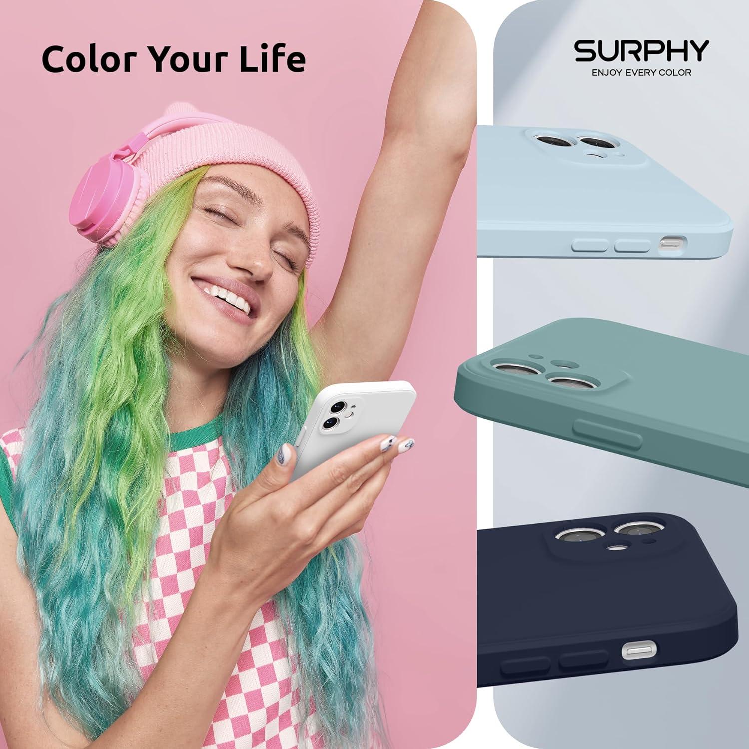 imageSURPHY Design for iPhone 11 Case with Camera Protection Straight Edge Slim Design Liquid Silicone Phone Case for iPhone 11 61 inches Sunflower YellowWhite