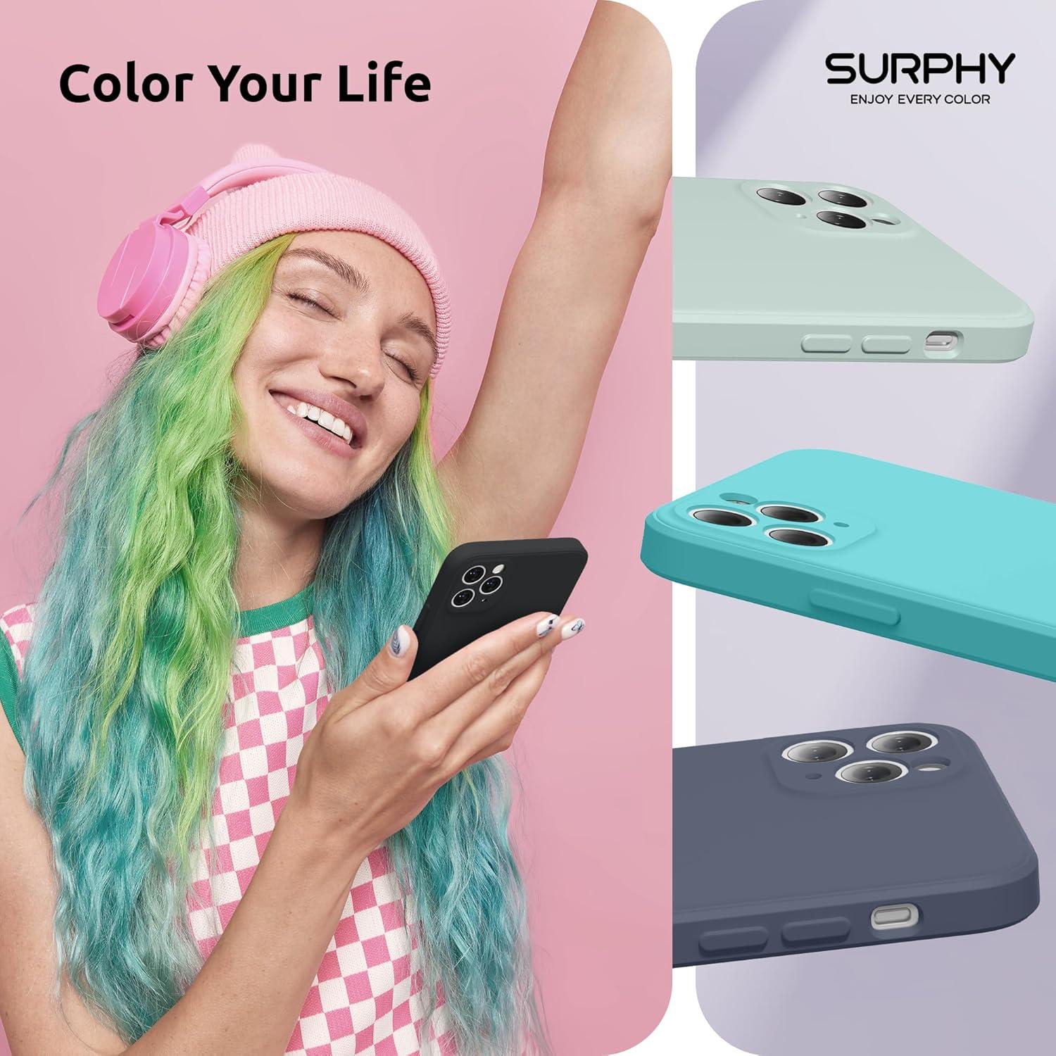 imageSURPHY Design for iPhone 11 Pro Case with Camera Protection Straight Edges Liquid Silicone Phone Case for iPhone 11 Pro 58 inches SeafoamBlack