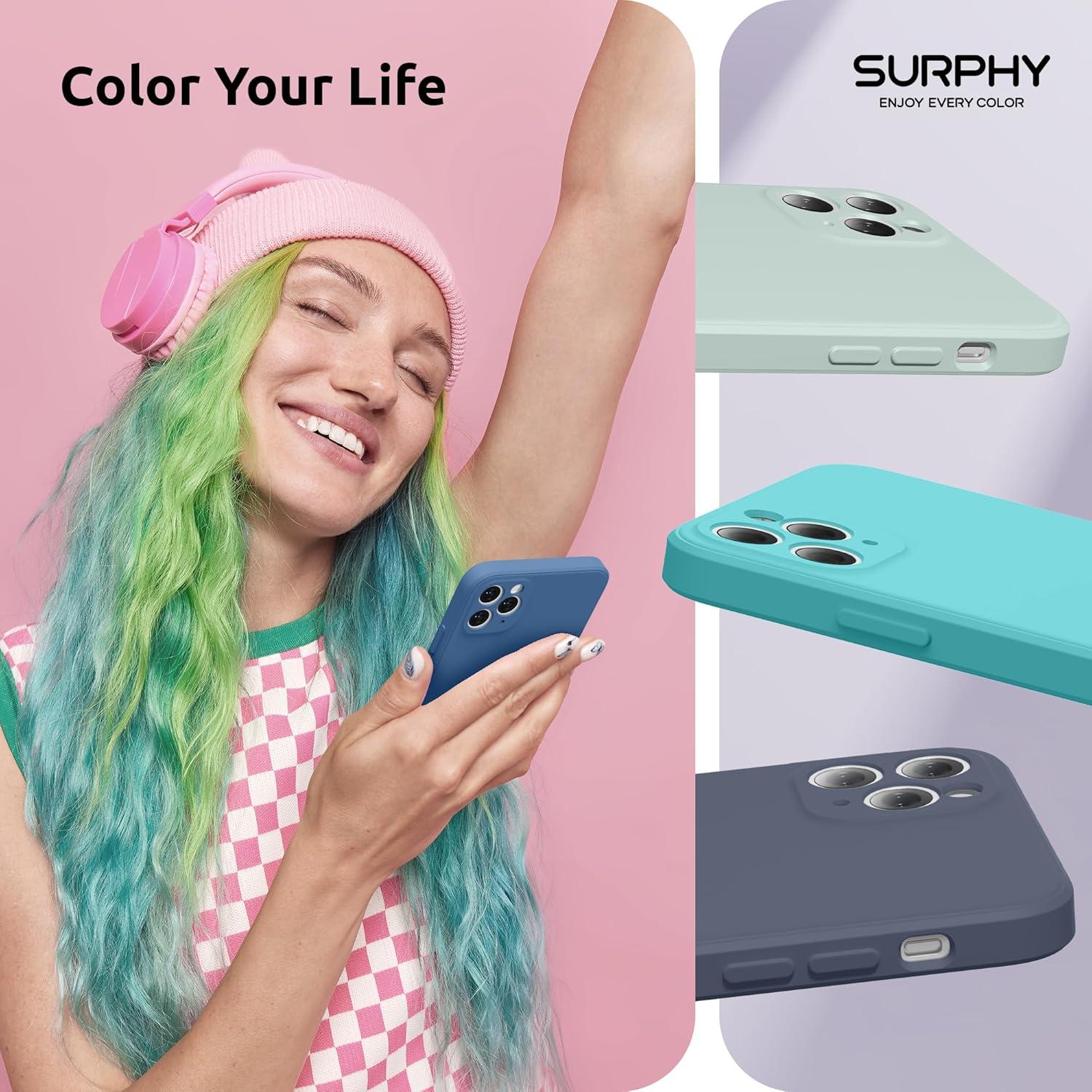 imageSURPHY Design for iPhone 11 Pro Case with Camera Protection Straight Edges Liquid Silicone Phone Case for iPhone 11 Pro 58 inches SeafoamBlue Jay