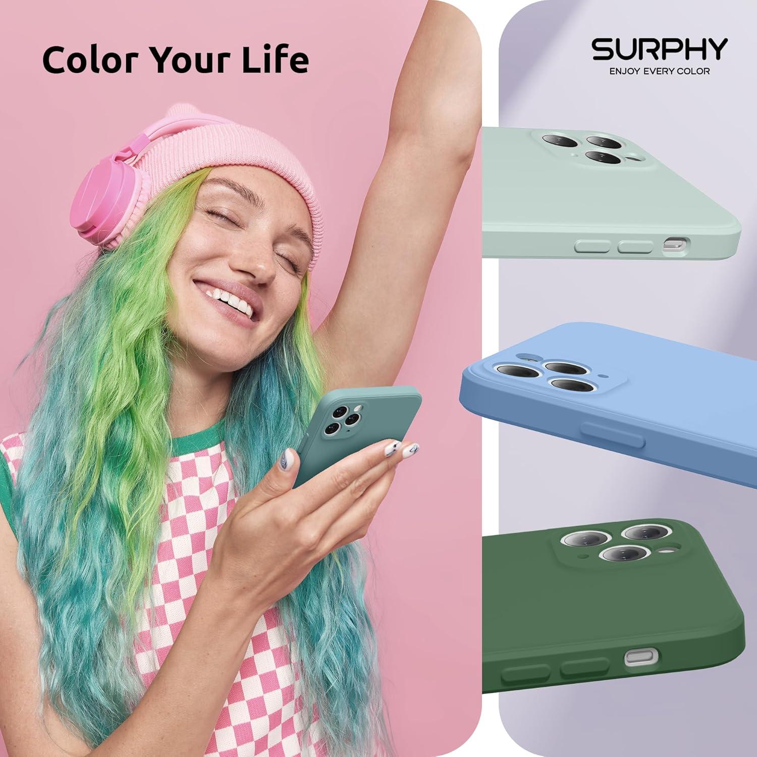 imageSURPHY Design for iPhone 11 Pro Case with Camera Protection Straight Edges Liquid Silicone Phone Case for iPhone 11 Pro 58 inches SeafoamCactus Green