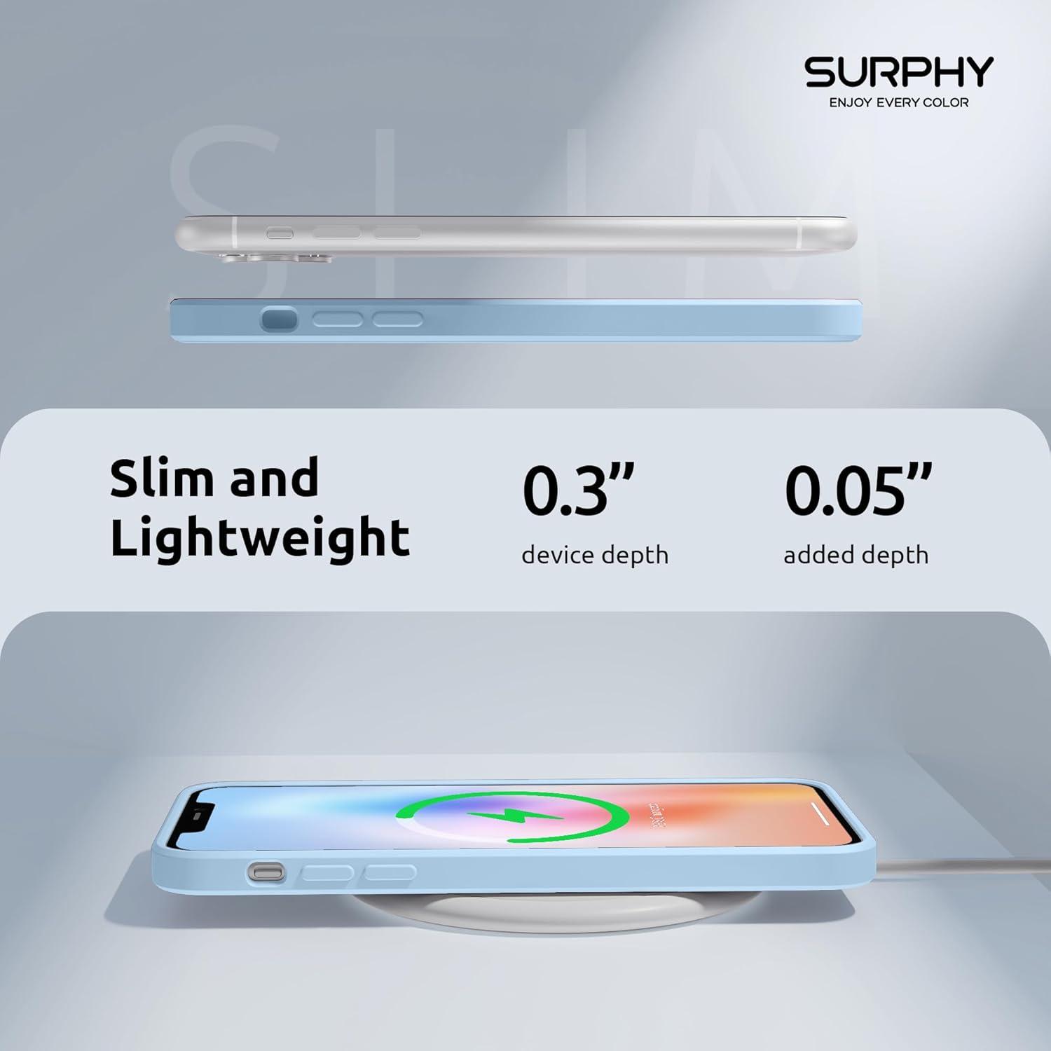 imageSURPHY Design for iPhone 11 Pro Case with Camera Protection Straight Edges Liquid Silicone Phone Case for iPhone 11 Pro 58 inches SeafoamCloud Blue