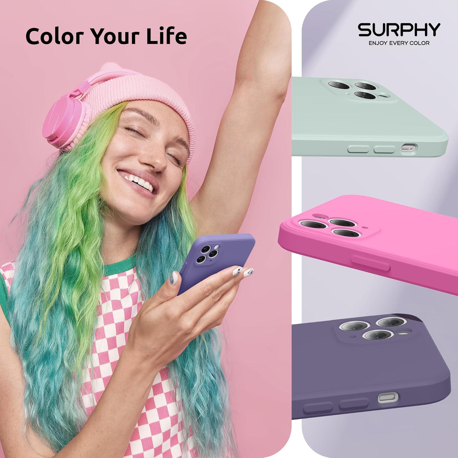 imageSURPHY Design for iPhone 11 Pro Case with Camera Protection Straight Edges Liquid Silicone Phone Case for iPhone 11 Pro 58 inches SeafoamIris Purple