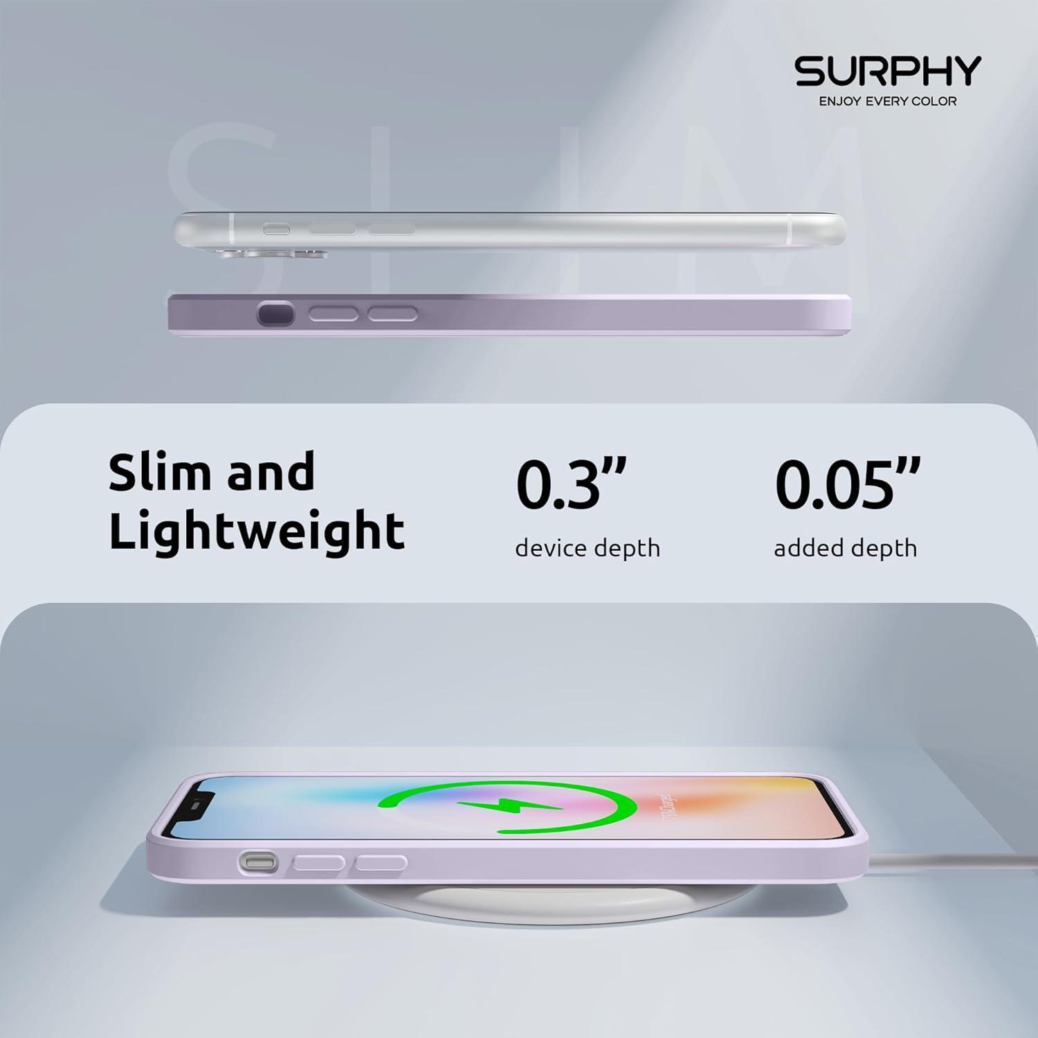 imageSURPHY Design for iPhone 11 Pro Case with Camera Protection Straight Edges Liquid Silicone Phone Case for iPhone 11 Pro 58 inches SeafoamLight Lavender