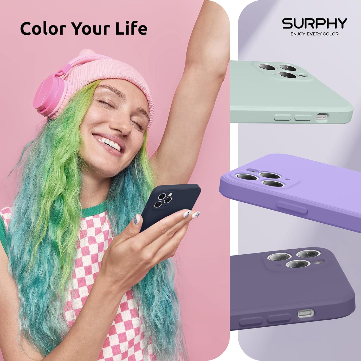 imageSURPHY Design for iPhone 11 Pro Case with Camera Protection Straight Edges Liquid Silicone Phone Case for iPhone 11 Pro 58 inches SeafoamMidnight Blue