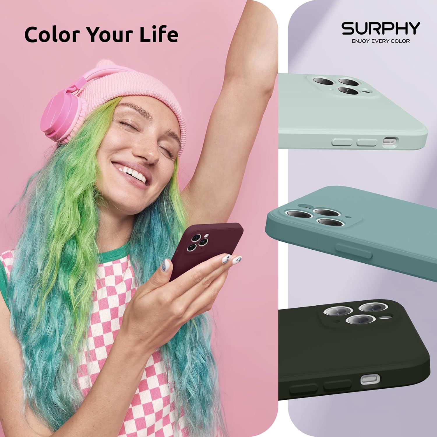 imageSURPHY Design for iPhone 11 Pro Case with Camera Protection Straight Edges Liquid Silicone Phone Case for iPhone 11 Pro 58 inches SeafoamPlum