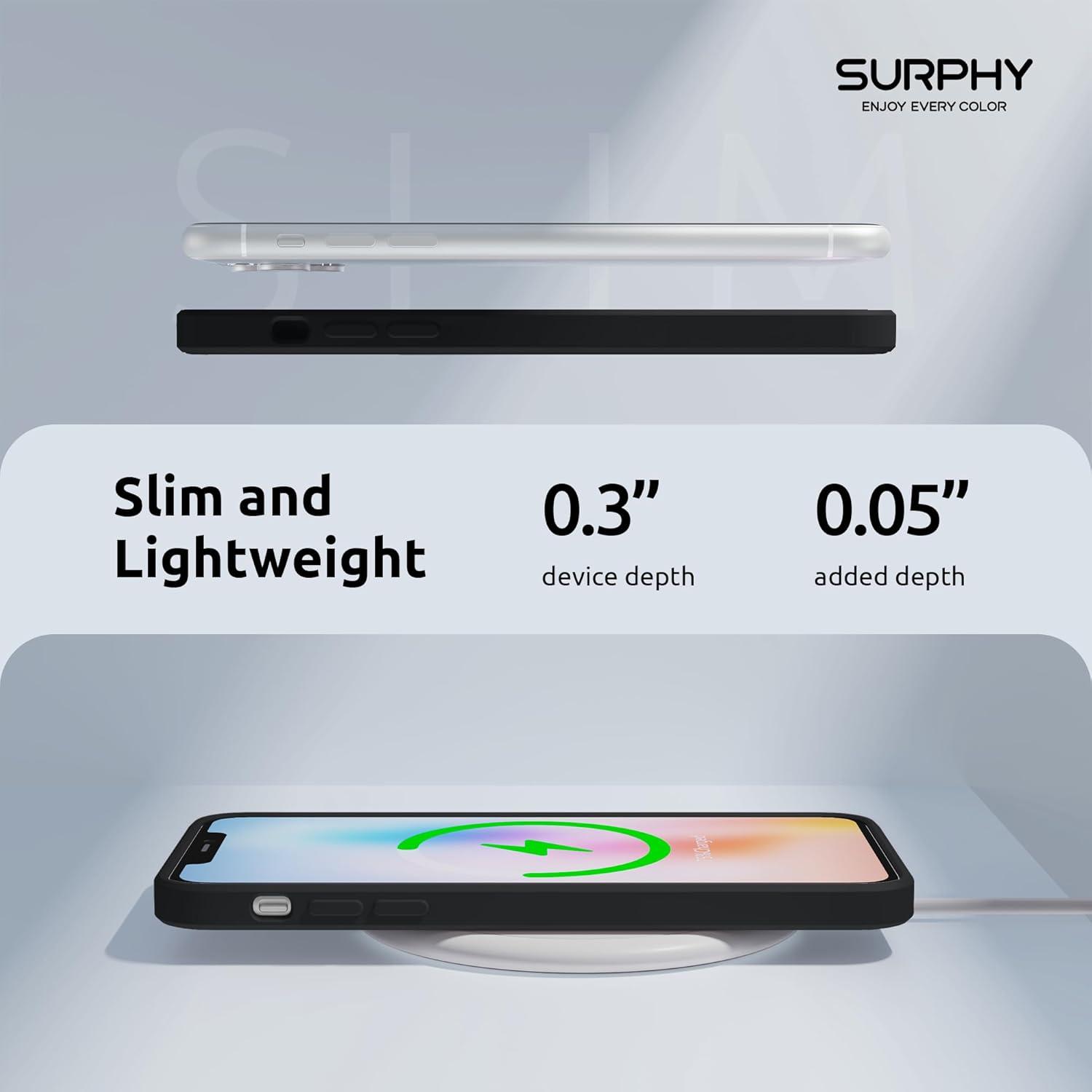 imageSURPHY Design for iPhone 11 Pro Max Case with Camera Protection Straight Edge Design Liquid Silicone Slim Case Light PinkBlack