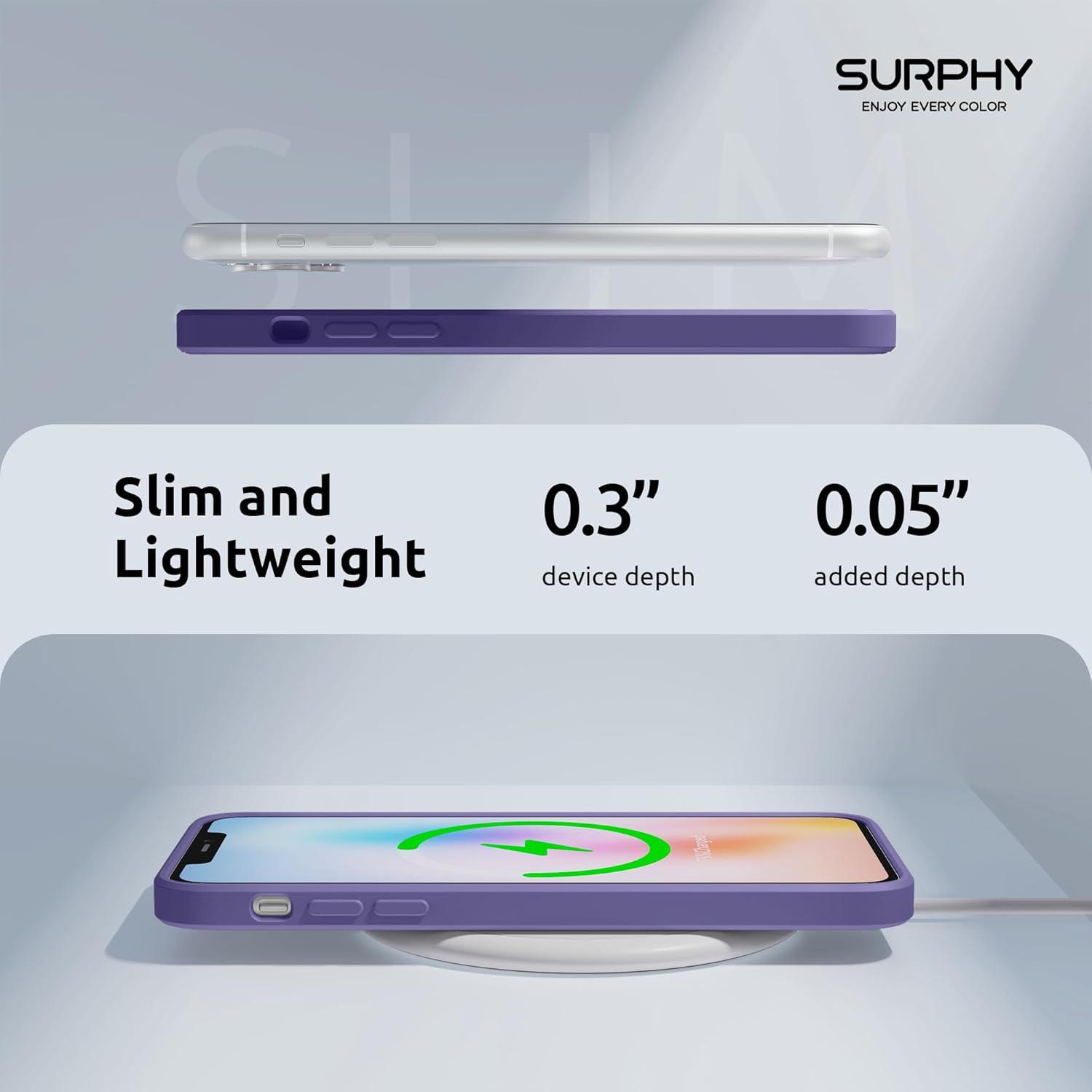 imageSURPHY Design for iPhone 11 Pro Max Case with Camera Protection Straight Edge Design Liquid Silicone Slim Case Light PinkIris Purple