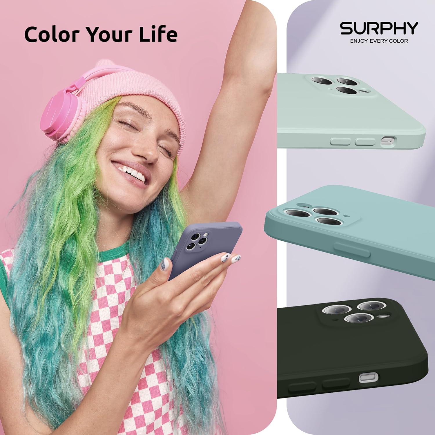 imageSURPHY Design for iPhone 11 Pro Max Case with Camera Protection Straight Edge Design Liquid Silicone Slim Case Light PinkLavender Gray