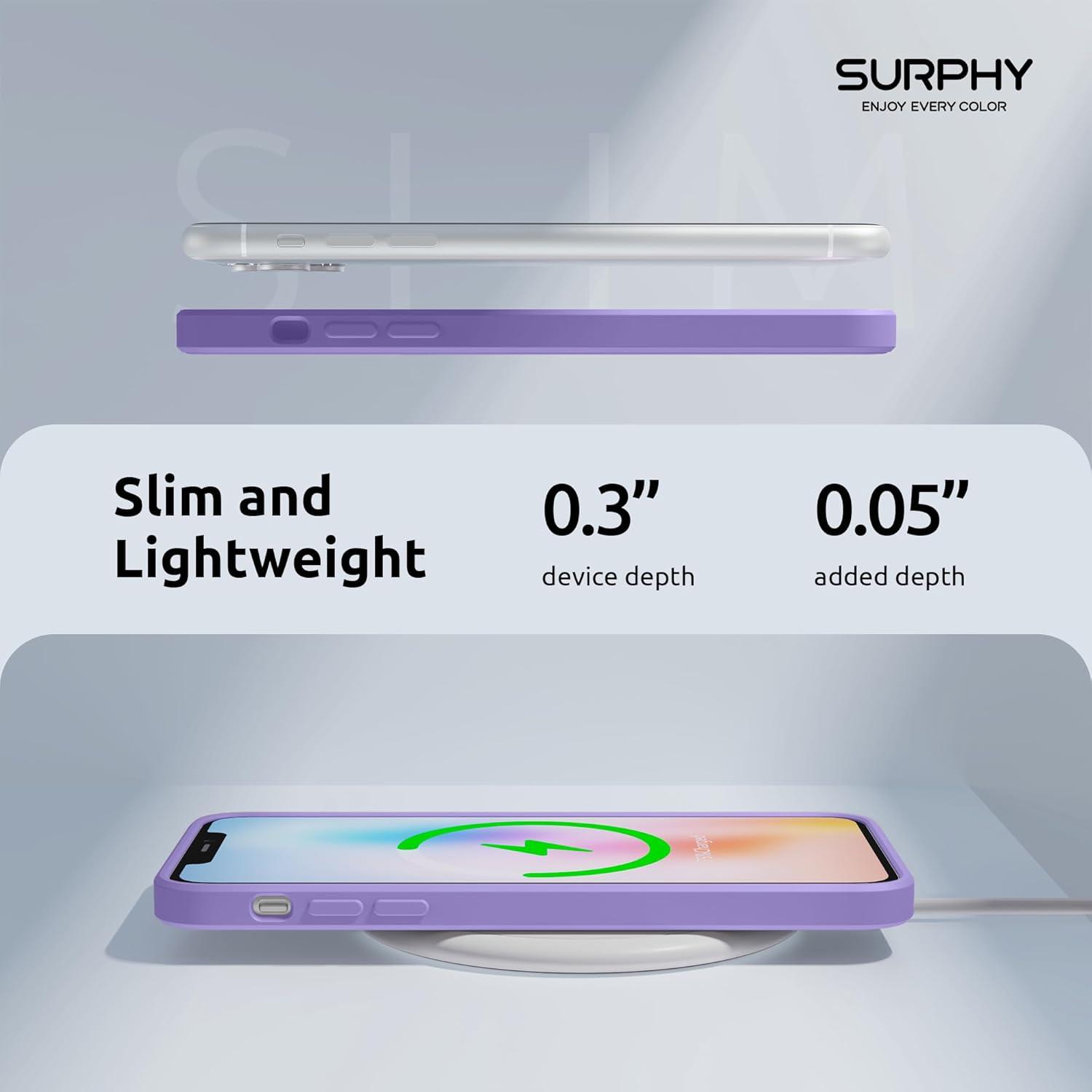 imageSURPHY Design for iPhone 11 Pro Max Case with Camera Protection Straight Edge Design Liquid Silicone Slim Case Light PinkLight Purple