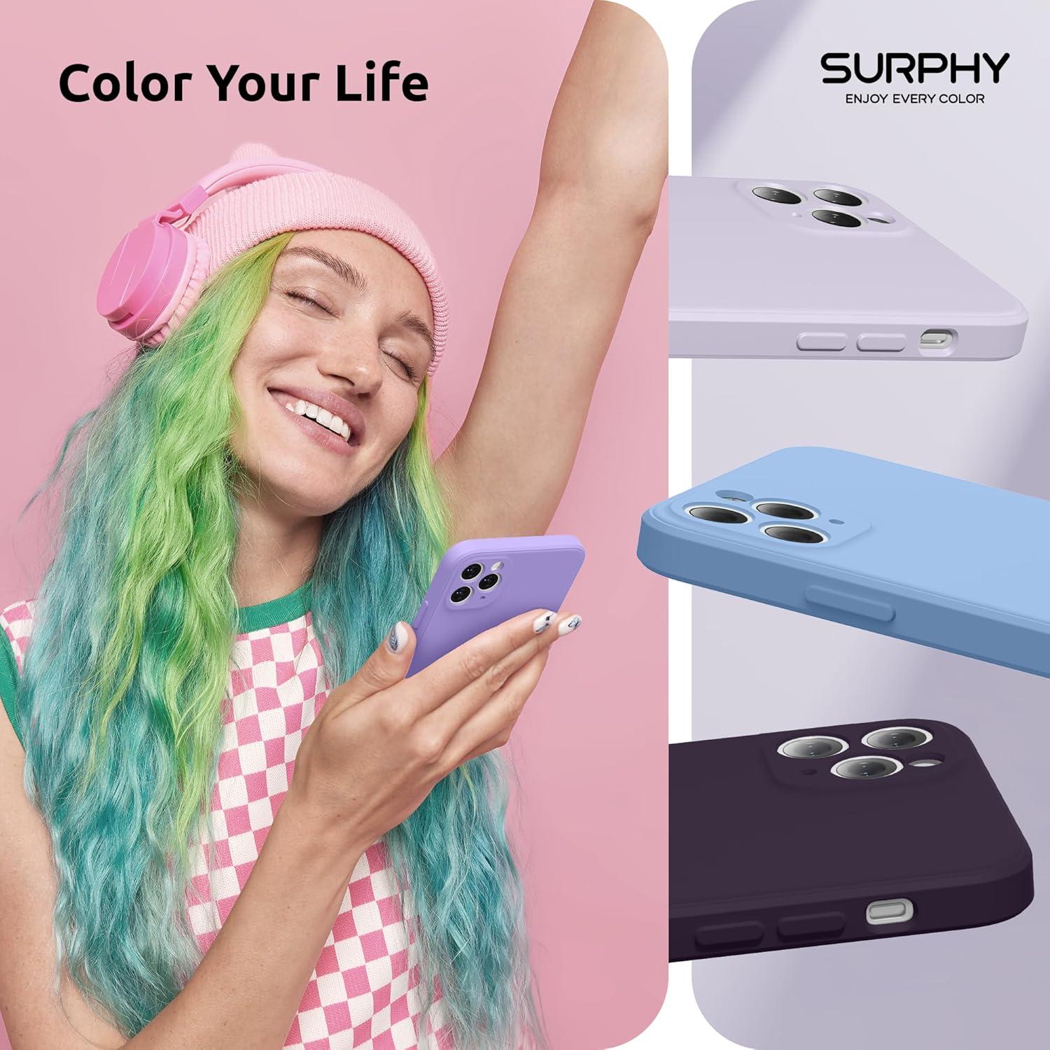 imageSURPHY Design for iPhone 11 Pro Max Case with Camera Protection Straight Edge Design Liquid Silicone Slim Case Light PinkLight Purple