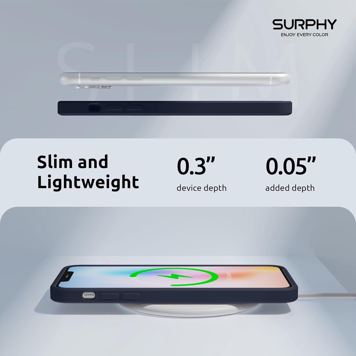 imageSURPHY Design for iPhone 11 Pro Max Case with Camera Protection Straight Edge Design Liquid Silicone Slim Case Light PinkMidnight Blue