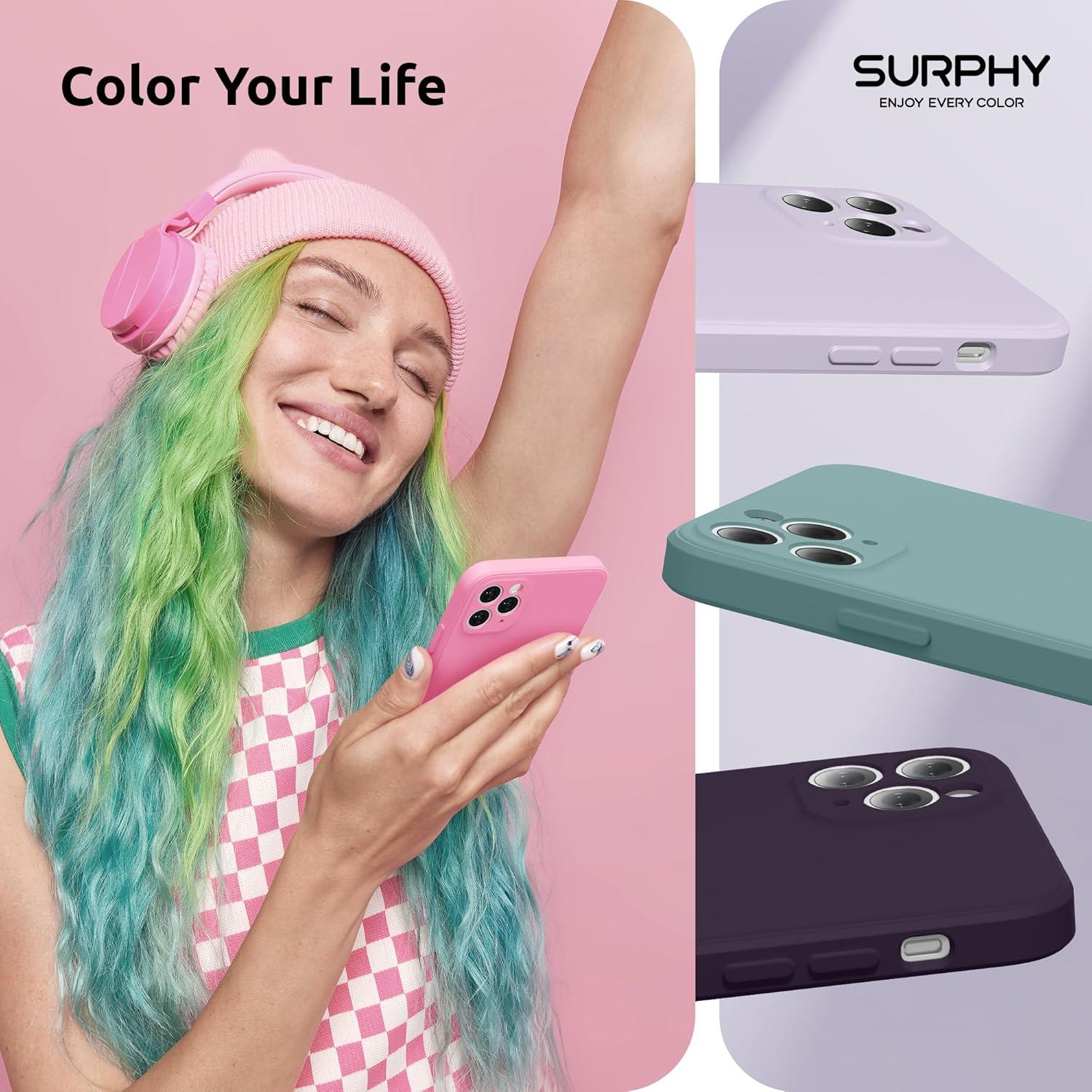 imageSURPHY Design for iPhone 11 Pro Max Case with Camera Protection Straight Edge Design Liquid Silicone Slim Case Light PinkPink