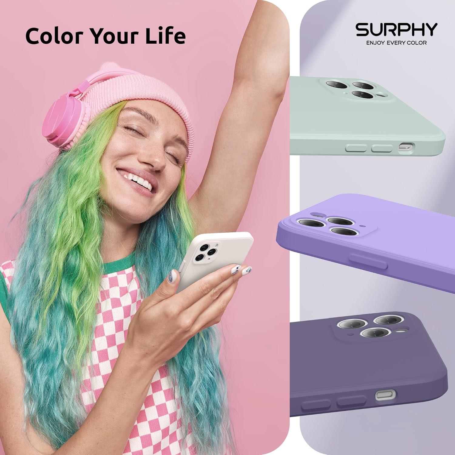 imageSURPHY Design for iPhone 11 Pro Max Case with Camera Protection Straight Edge Design Liquid Silicone Slim Case Light PinkStone