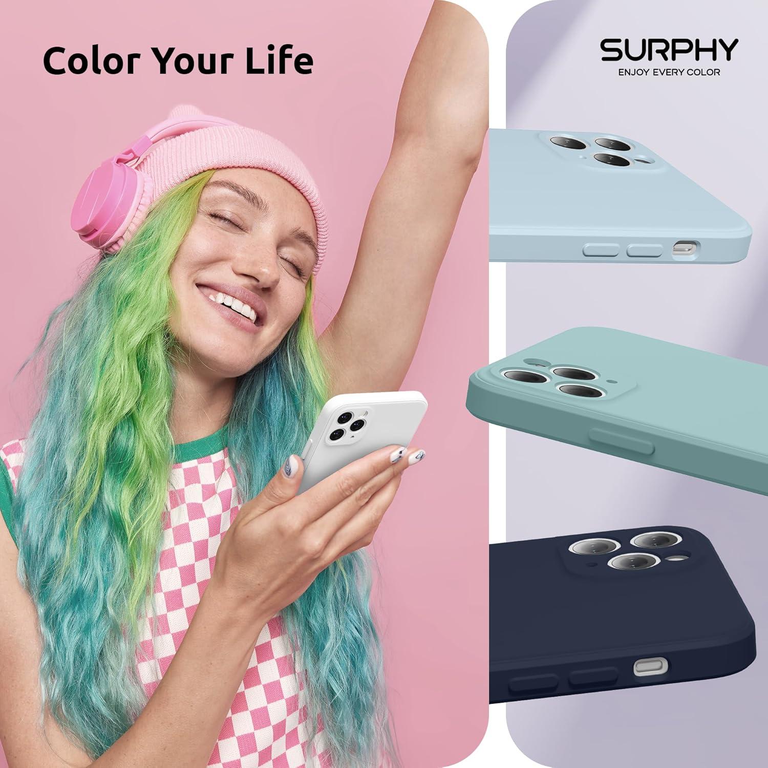 imageSURPHY Design for iPhone 11 Pro Max Case with Camera Protection Straight Edge Design Liquid Silicone Slim Case Light PinkWhite