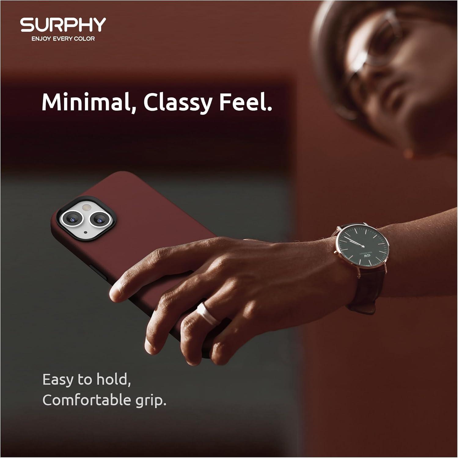 imageSURPHY Designed for Faux Leather iPhone 14 Plus Case with Screen Protector 67 inch Metallic Buttons ampamp Microfiber Lining Leather Phone Case for 14 Plus BrownUmber