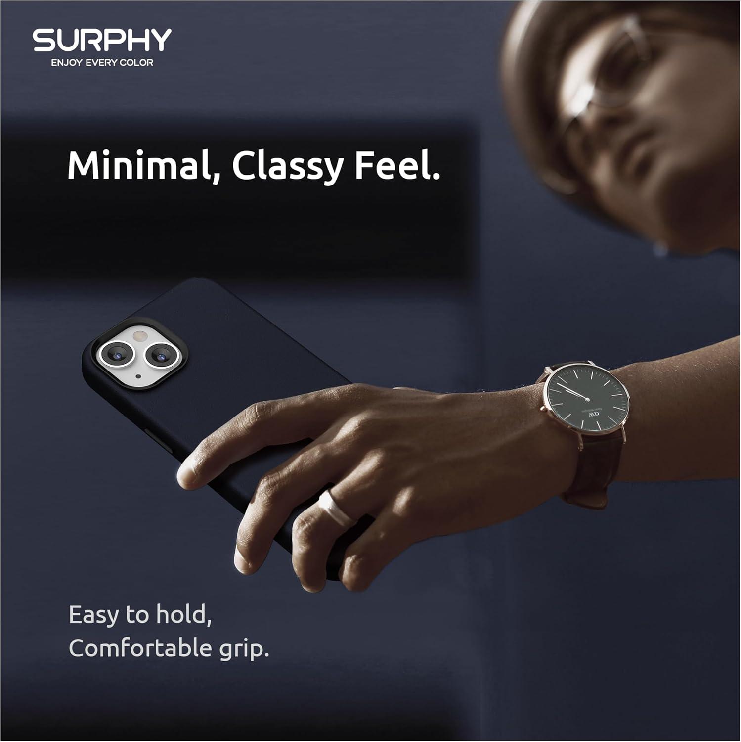 imageSURPHY Designed for Faux Leather iPhone 14 Plus Case with Screen Protector 67 inch Metallic Buttons ampamp Microfiber Lining Leather Phone Case for 14 Plus BrownInk