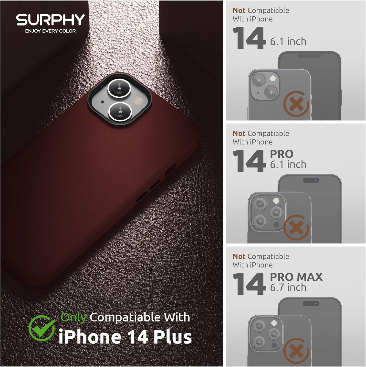 imageSURPHY Designed for Faux Leather iPhone 14 Plus Case with Screen Protector 67 inch Metallic Buttons ampamp Microfiber Lining Leather Phone Case for 14 Plus BrownUmber