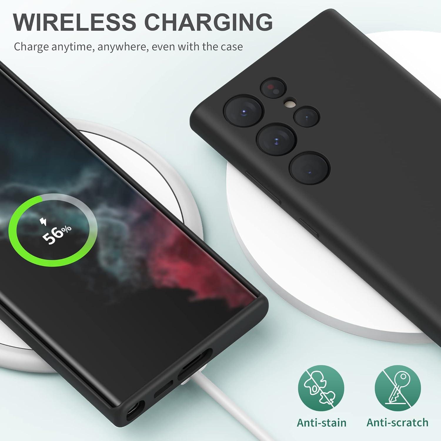 imageSURPHY Designed for Galaxy S23 Ultra Case 68 inches 2023 Released with Camera Protection Soft Microfiber Lining Liquid Silicone Phone Case for S23 Ultra BlackBlack