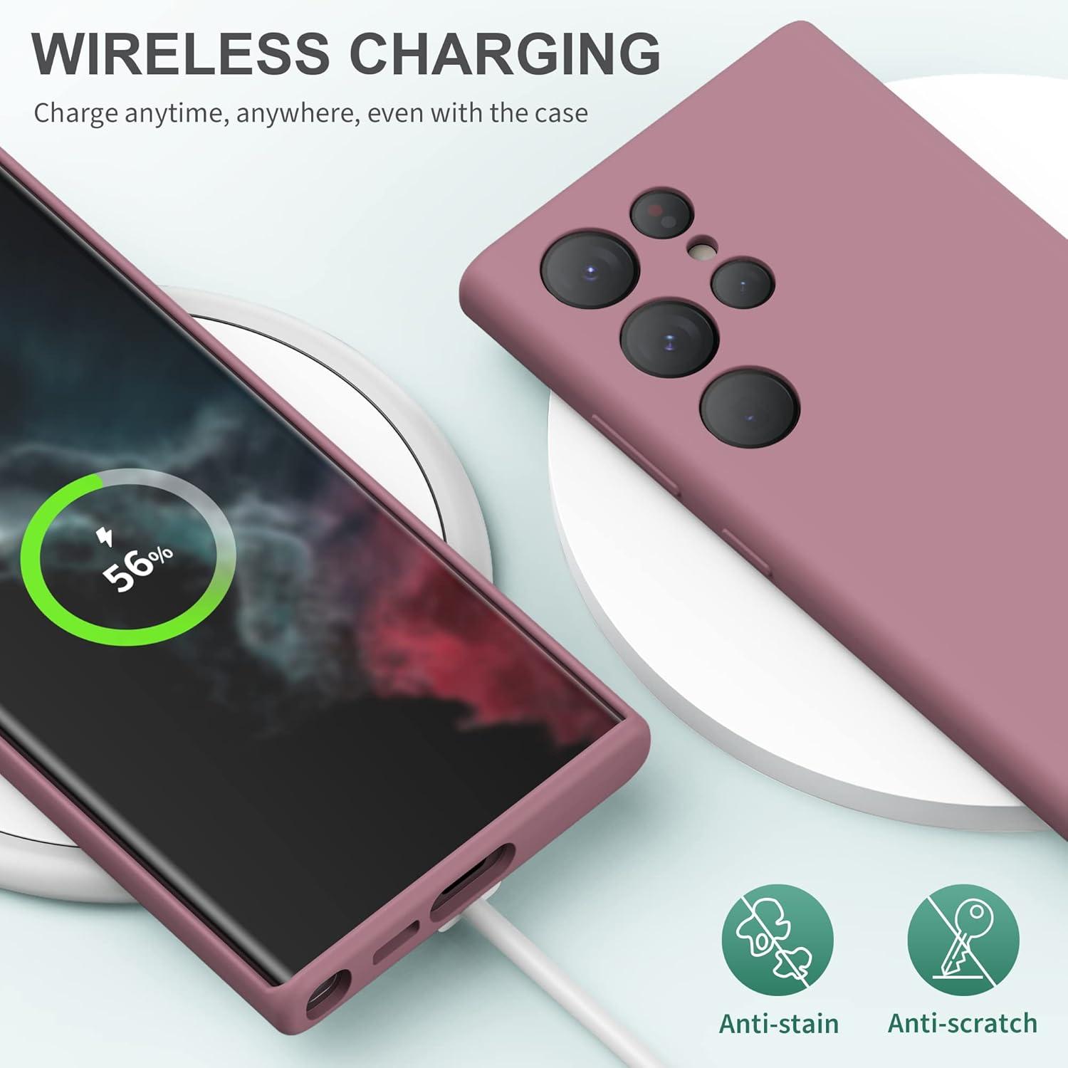 imageSURPHY Designed for Galaxy S23 Ultra Case 68 inches 2023 Released with Camera Protection Soft Microfiber Lining Liquid Silicone Phone Case for S23 Ultra BlackLilac Purple