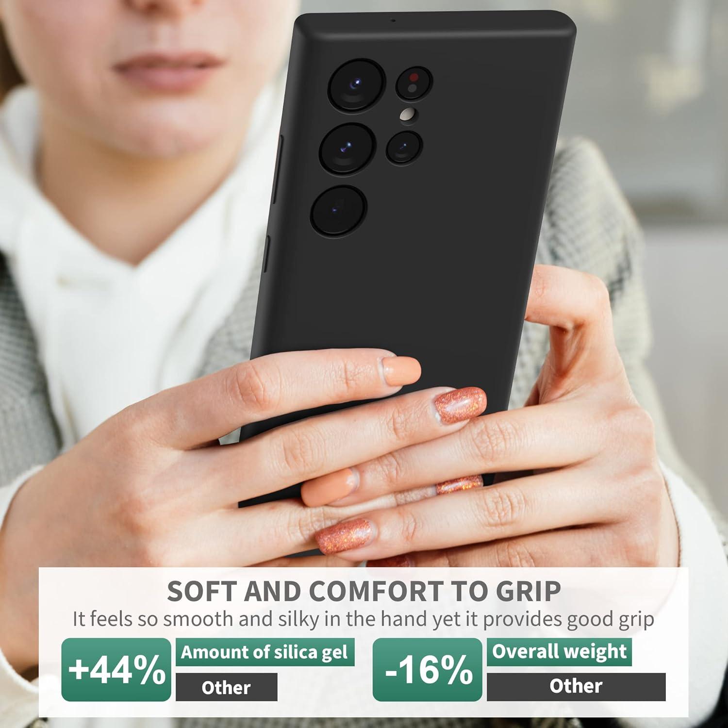 imageSURPHY Designed for Galaxy S23 Ultra Case 68 inches 2023 Released with Camera Protection Soft Microfiber Lining Liquid Silicone Phone Case for S23 Ultra BlackBlack