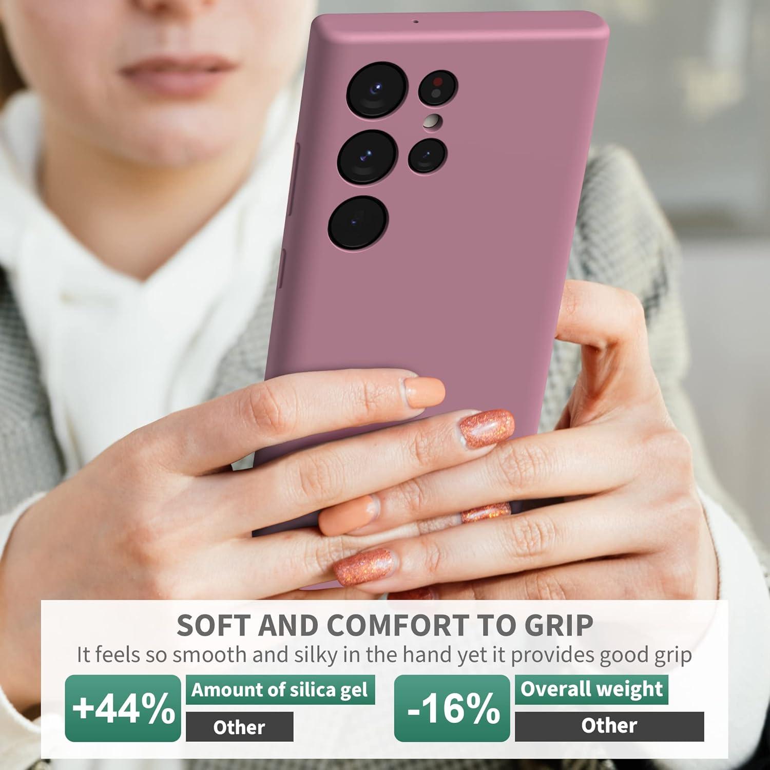 imageSURPHY Designed for Galaxy S23 Ultra Case 68 inches 2023 Released with Camera Protection Soft Microfiber Lining Liquid Silicone Phone Case for S23 Ultra BlackLilac Purple