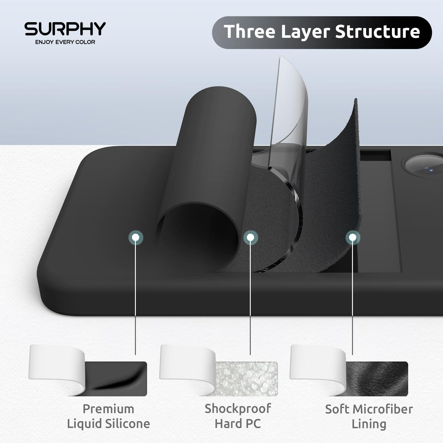 imageSURPHY Designed for Galaxy S24 Plus Case 67 inch 2024 Camera Protection Soft Microfiber Lining Liquid Silicone Galaxy S24 Phone Case Lilac PurpleBlack