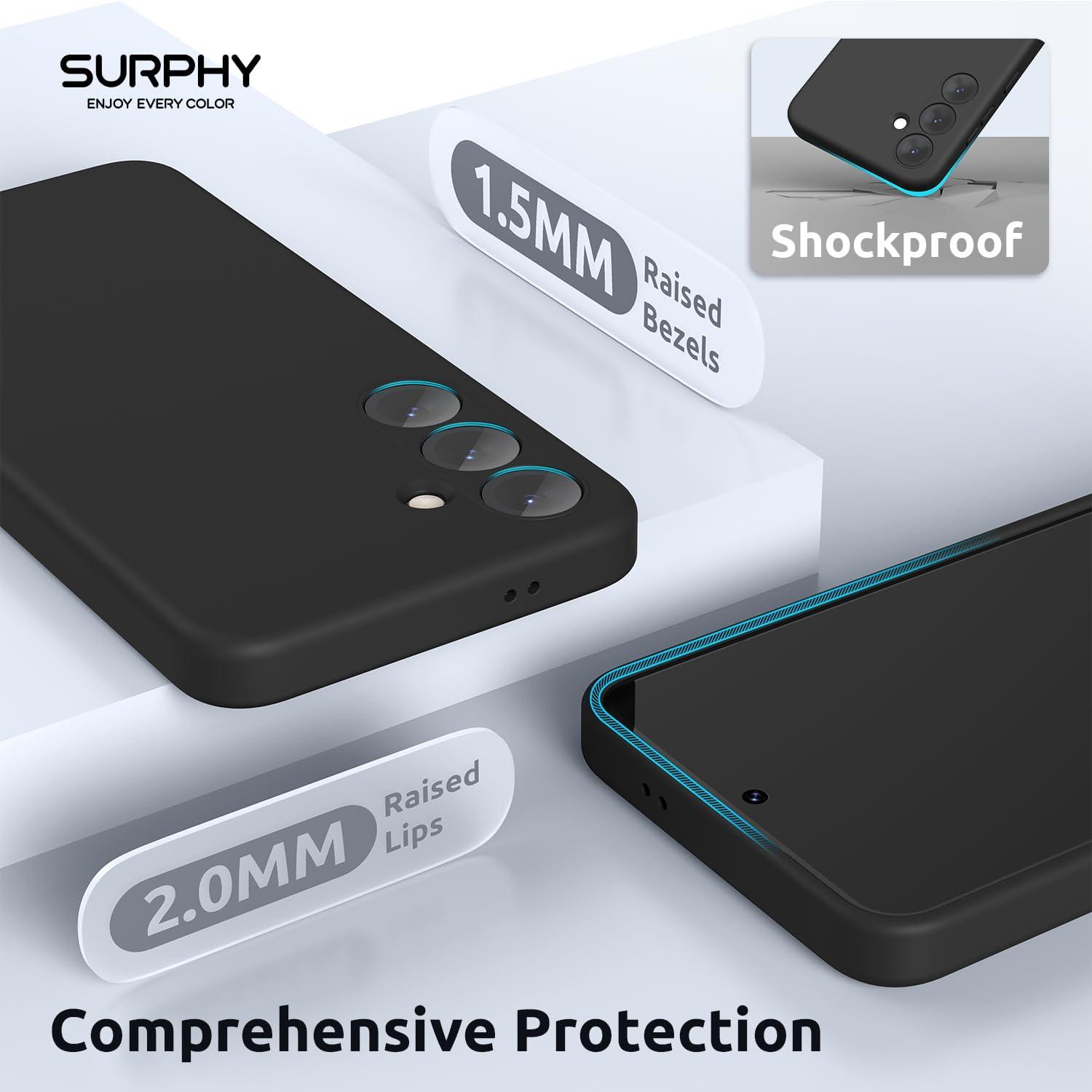 imageSURPHY Designed for Galaxy S24 Plus Case 67 inch 2024 Camera Protection Soft Microfiber Lining Liquid Silicone Galaxy S24 Phone Case Lilac PurpleBlack