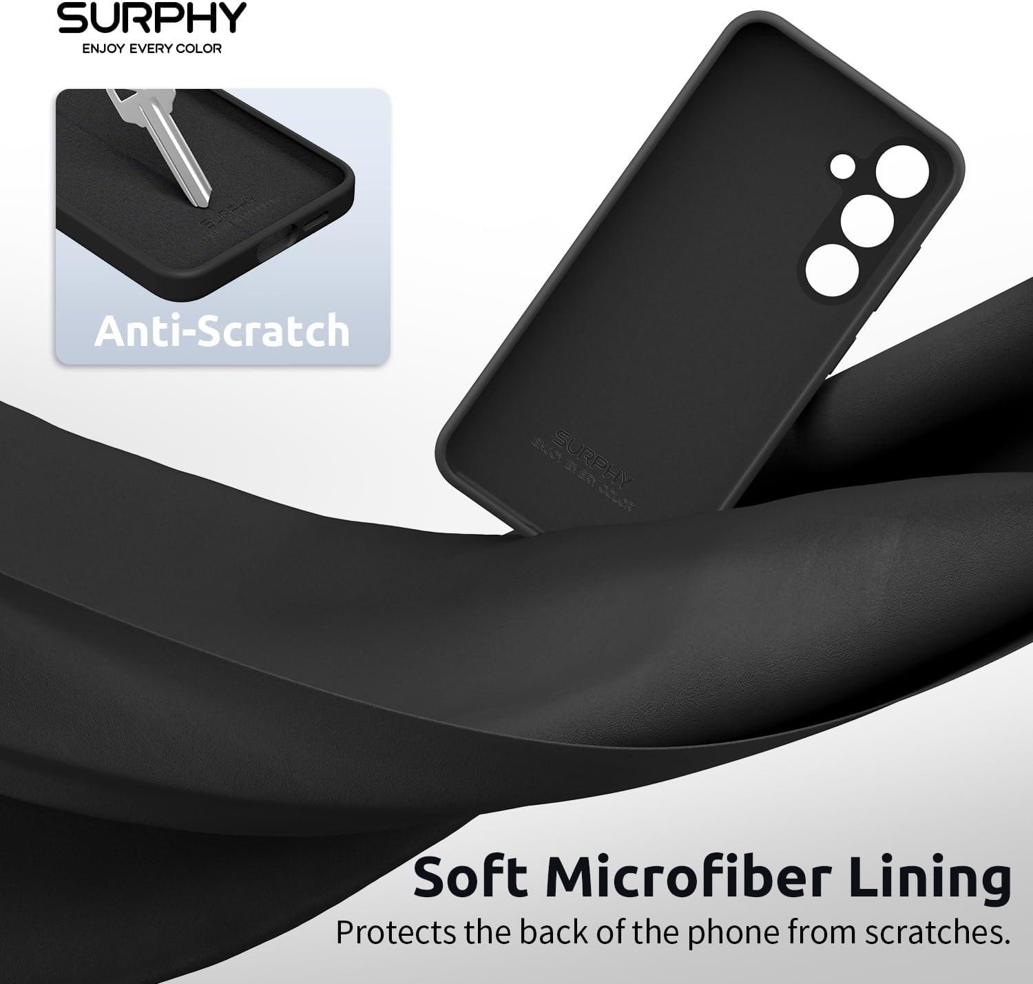 imageSURPHY Designed for Galaxy S24 Plus Case 67 inch 2024 Camera Protection Soft Microfiber Lining Liquid Silicone Galaxy S24 Phone Case Lilac PurpleBlack