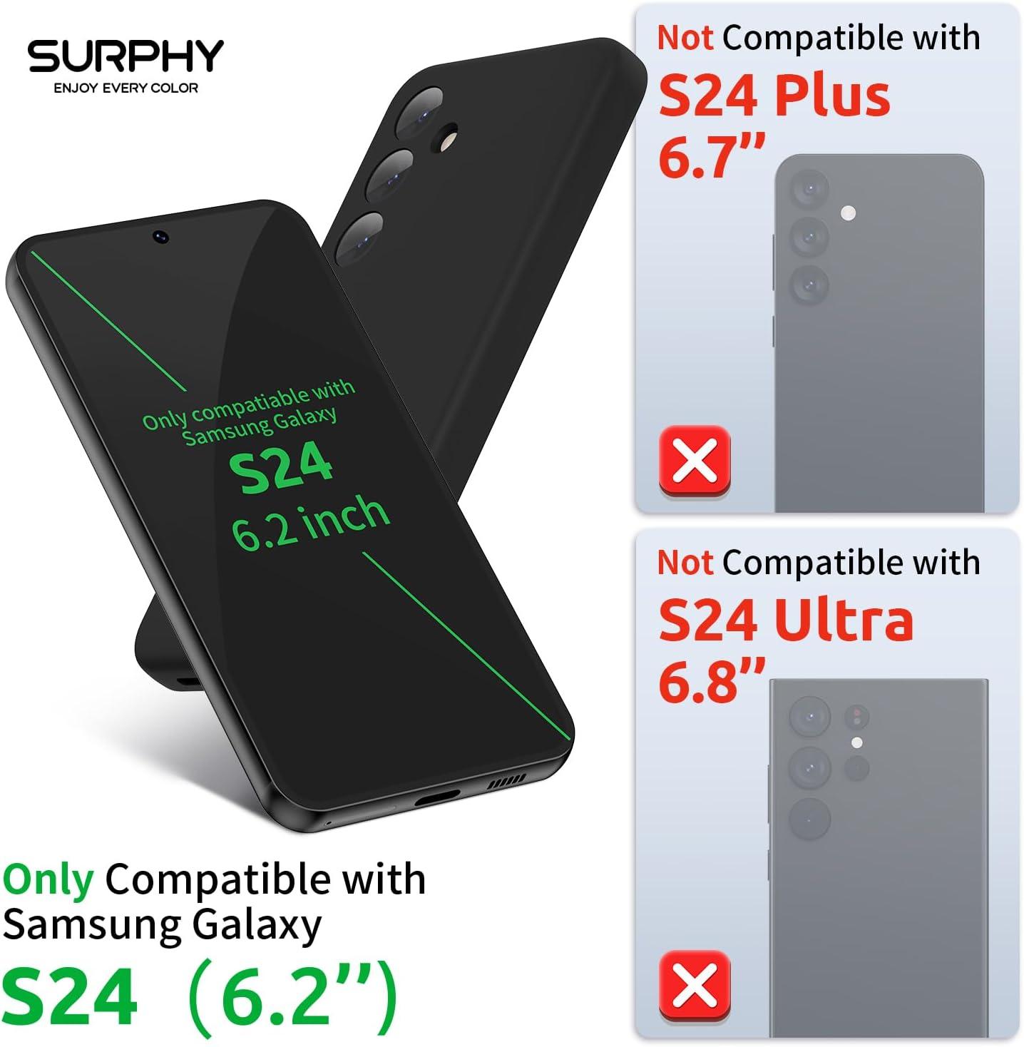 imageSURPHY Designed for Galaxy S24 Plus Case 67 inch 2024 Camera Protection Soft Microfiber Lining Liquid Silicone Galaxy S24 Phone Case Lilac PurpleBlack