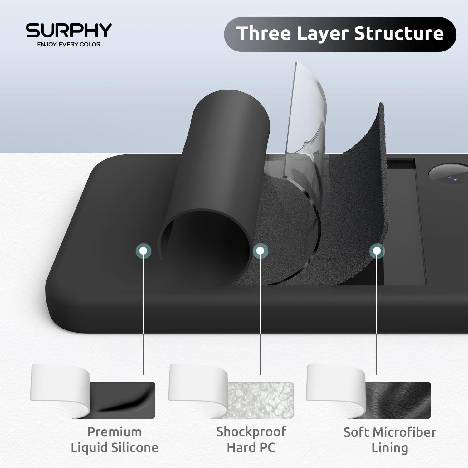 imageSURPHY Designed for Galaxy S24 Plus Case 67 inch 2024 Camera Protection Soft Microfiber Lining Liquid Silicone Galaxy S24 Phone Case Lilac PurpleBlack