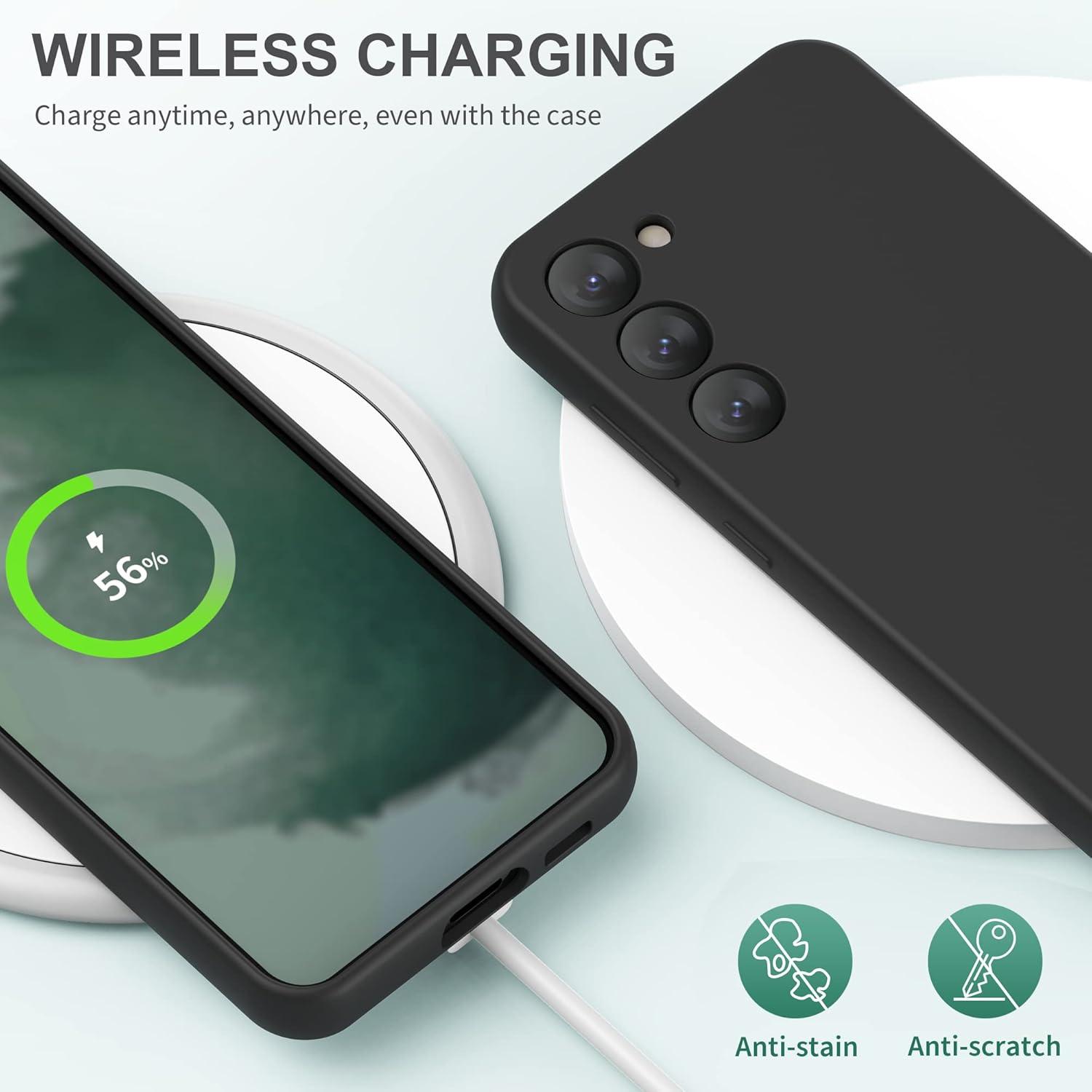 imageSURPHY Designed for Galaxy S24 Plus Case 67 inch 2024 Camera Protection Soft Microfiber Lining Liquid Silicone Galaxy S24 Phone Case Lilac PurpleBlack