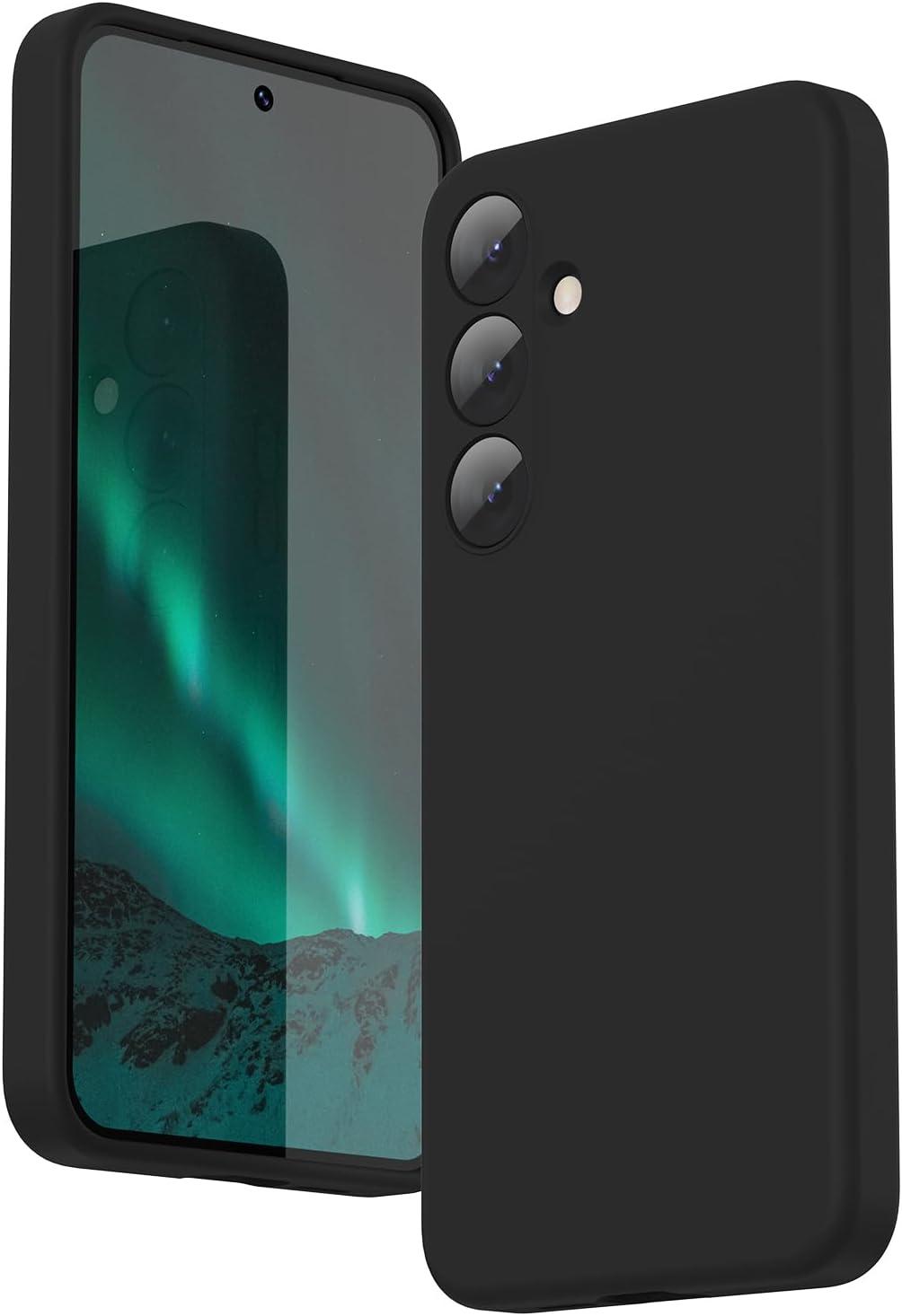 imageSURPHY Designed for Galaxy S24 Plus Case 67 inch 2024 Camera Protection Soft Microfiber Lining Liquid Silicone Galaxy S24 Phone Case Lilac PurpleBlack