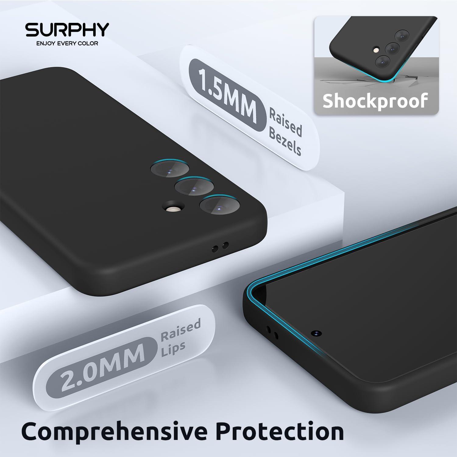 imageSURPHY Designed for Galaxy S24 Plus Case 67 inch 2024 Camera Protection Soft Microfiber Lining Liquid Silicone Galaxy S24 Phone Case Lilac PurpleBlack