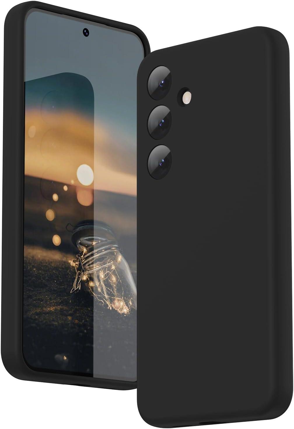 imageSURPHY Designed for Galaxy S24 Plus Case 67 inch 2024 Camera Protection Soft Microfiber Lining Liquid Silicone Galaxy S24 Phone Case Lilac PurpleBlack