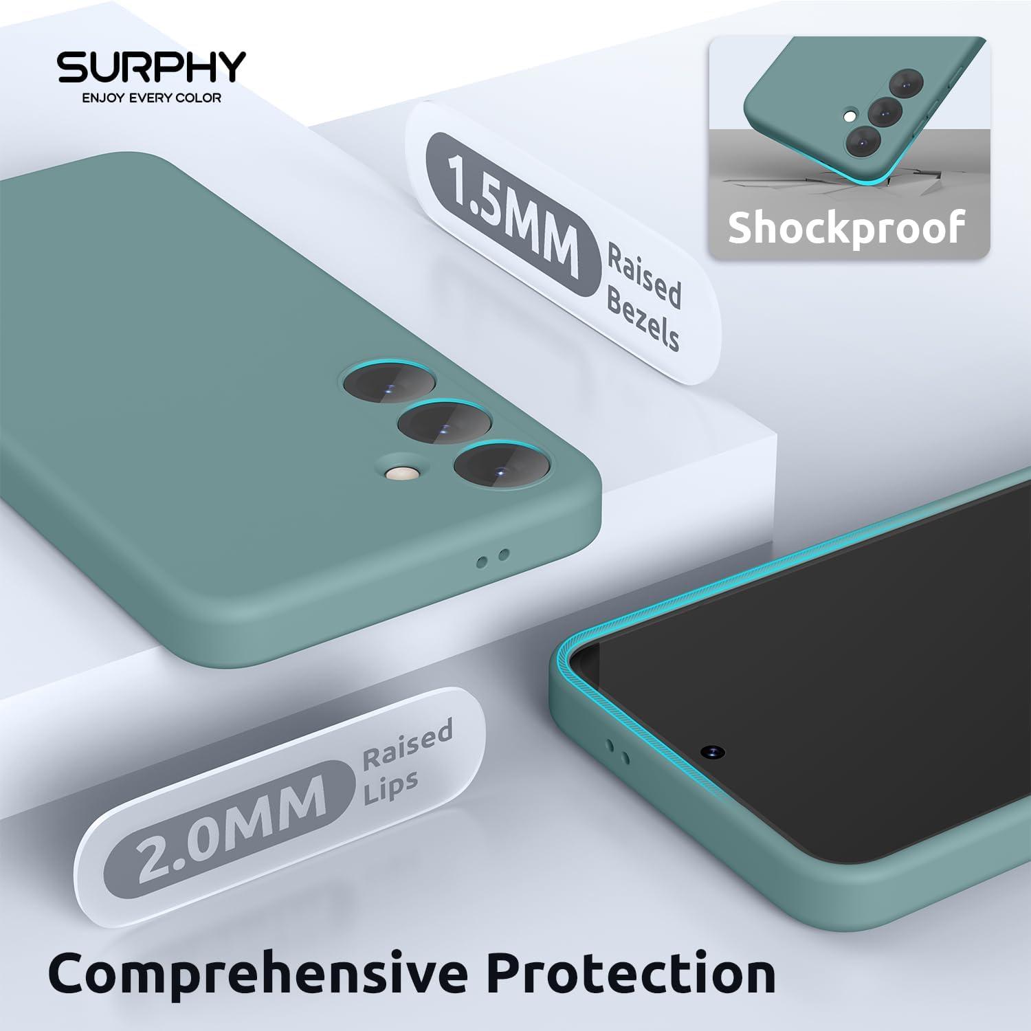 imageSURPHY Designed for Galaxy S24 Plus Case 67 inch 2024 Camera Protection Soft Microfiber Lining Liquid Silicone Galaxy S24 Phone Case Lilac PurpleCactus Green