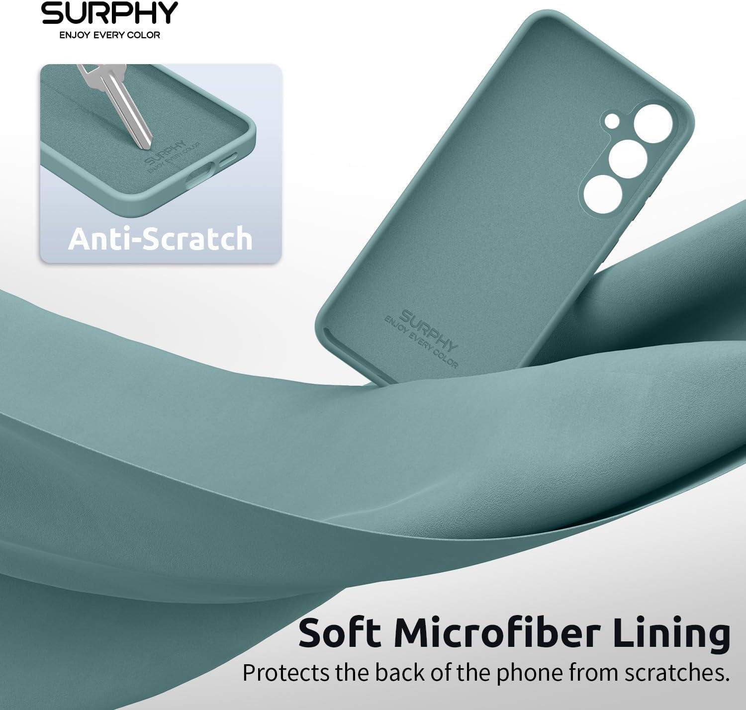 imageSURPHY Designed for Galaxy S24 Plus Case 67 inch 2024 Camera Protection Soft Microfiber Lining Liquid Silicone Galaxy S24 Phone Case Lilac PurpleCactus Green