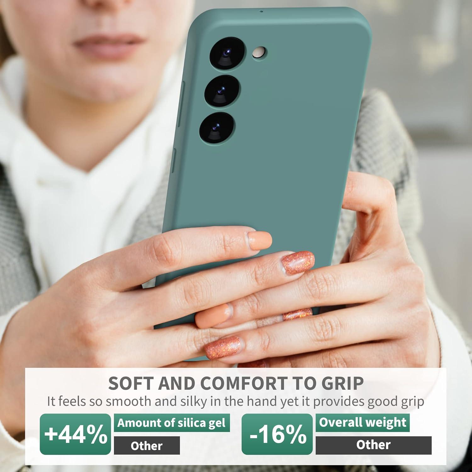 imageSURPHY Designed for Galaxy S24 Plus Case 67 inch 2024 Camera Protection Soft Microfiber Lining Liquid Silicone Galaxy S24 Phone Case Lilac PurpleCactus Green