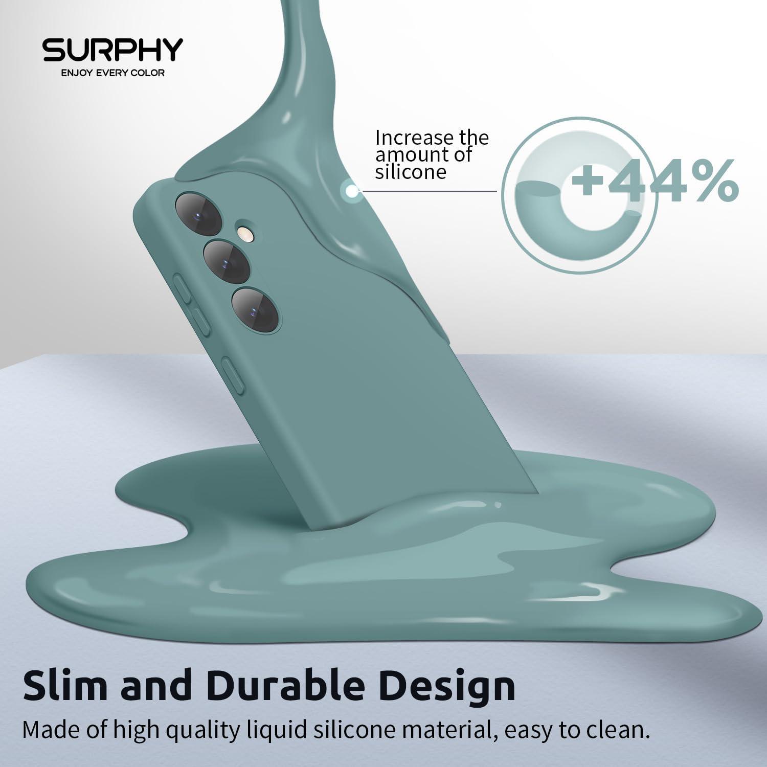 imageSURPHY Designed for Galaxy S24 Plus Case 67 inch 2024 Camera Protection Soft Microfiber Lining Liquid Silicone Galaxy S24 Phone Case Lilac PurpleCactus Green