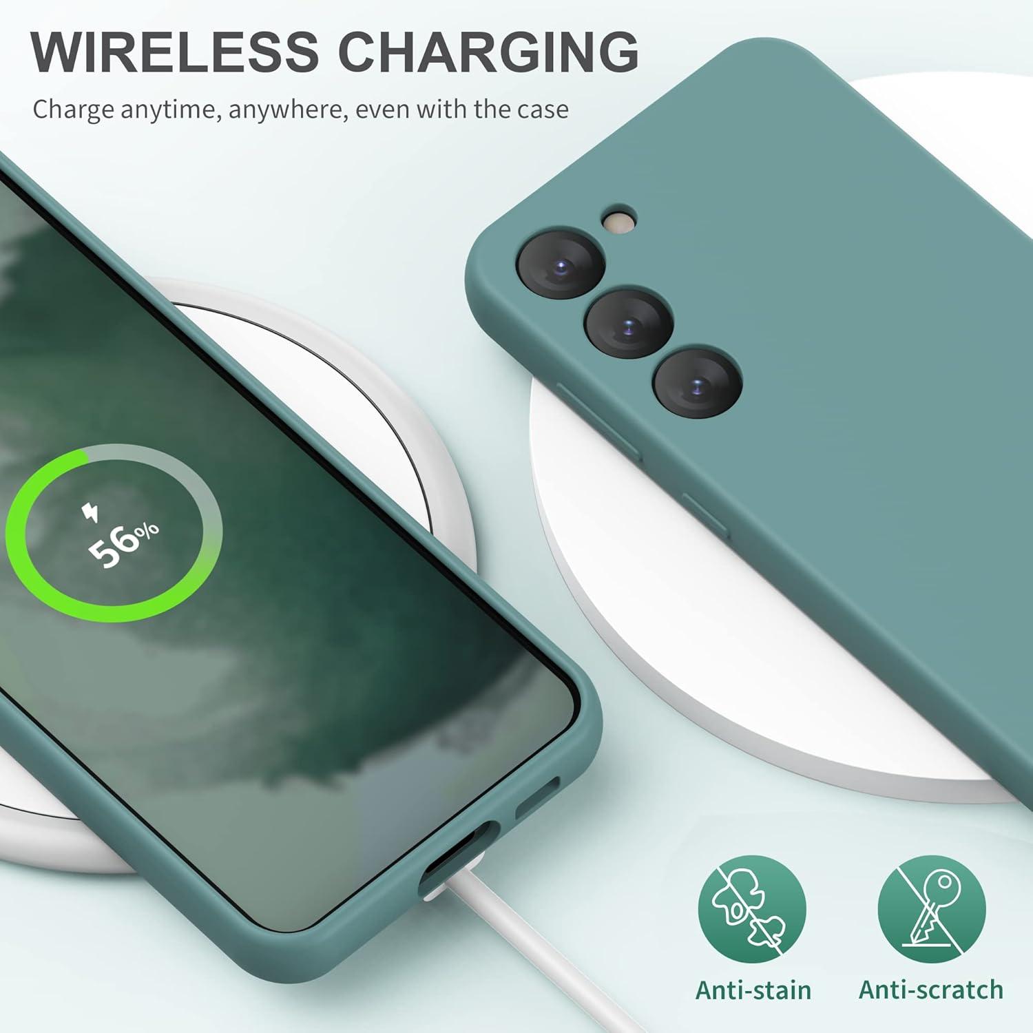 imageSURPHY Designed for Galaxy S24 Plus Case 67 inch 2024 Camera Protection Soft Microfiber Lining Liquid Silicone Galaxy S24 Phone Case Lilac PurpleCactus Green