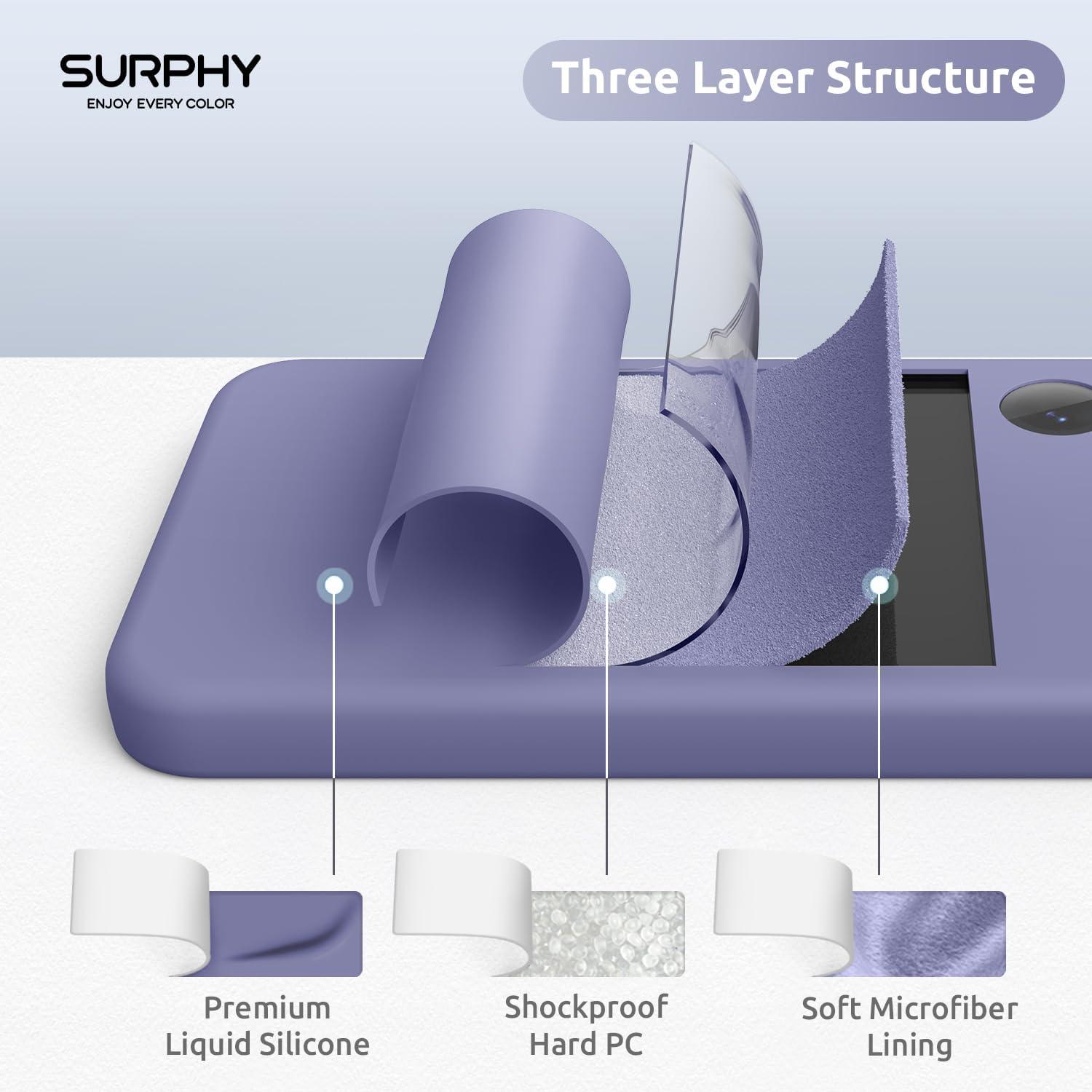 imageSURPHY Designed for Galaxy S24 Plus Case 67 inch 2024 Camera Protection Soft Microfiber Lining Liquid Silicone Galaxy S24 Phone Case Lilac PurpleLavender Gray