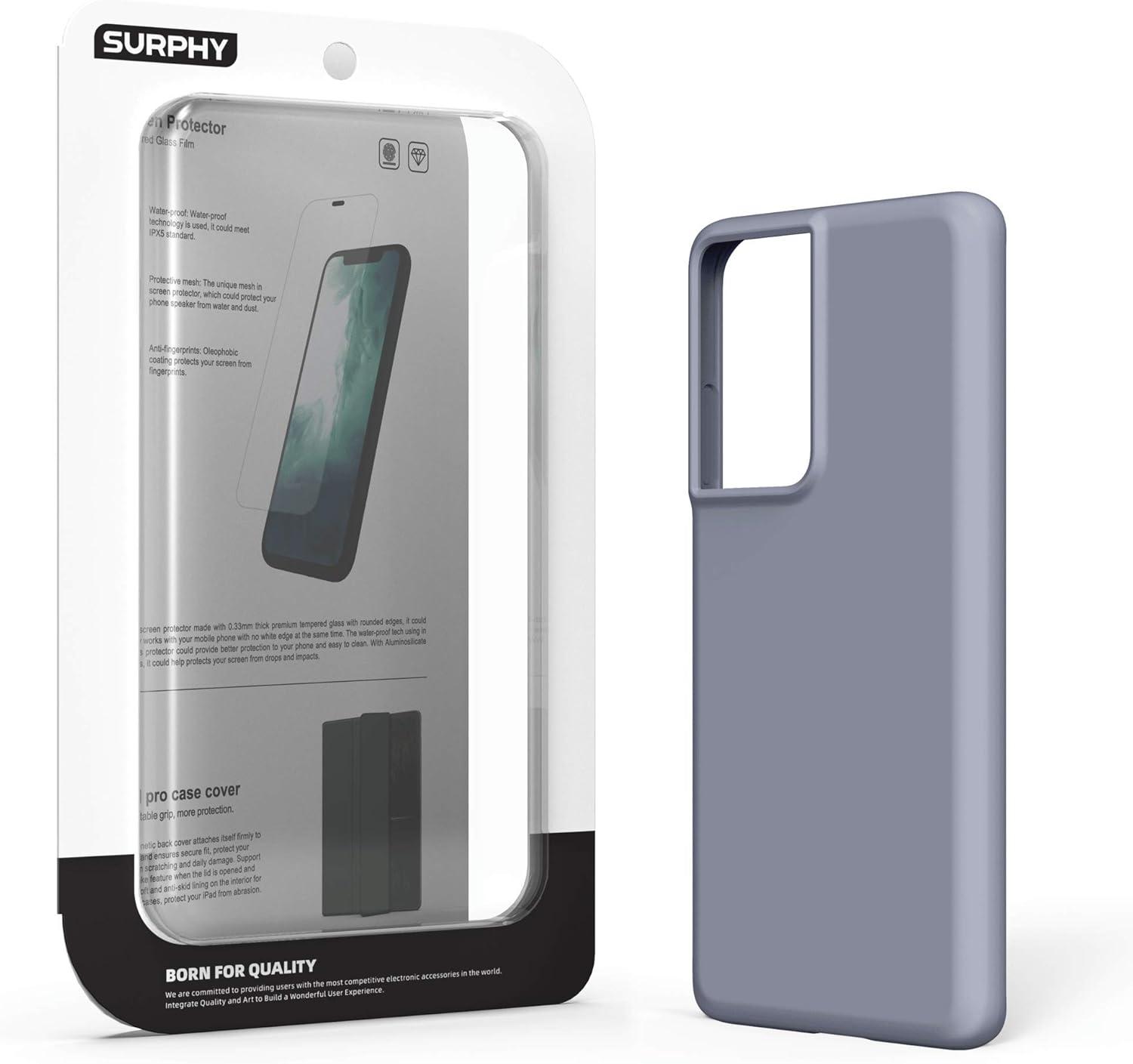 imageSURPHY Designed for Samsung Galaxy S21 Ultra Case 68 inch Liquid Silicone Case with Microfiber Lining for Samsung Galaxy S21 Ultra 5G 2021 Lavender Gray