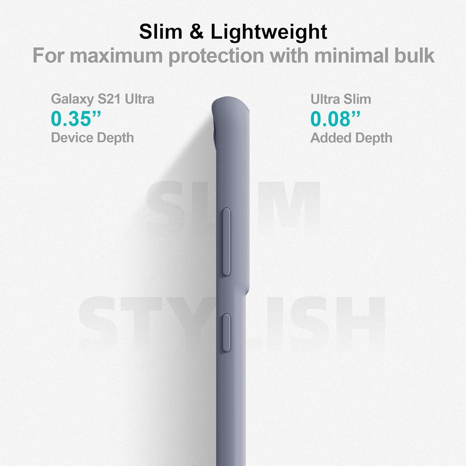 imageSURPHY Designed for Samsung Galaxy S21 Ultra Case 68 inch Liquid Silicone Case with Microfiber Lining for Samsung Galaxy S21 Ultra 5G 2021 Lavender Gray