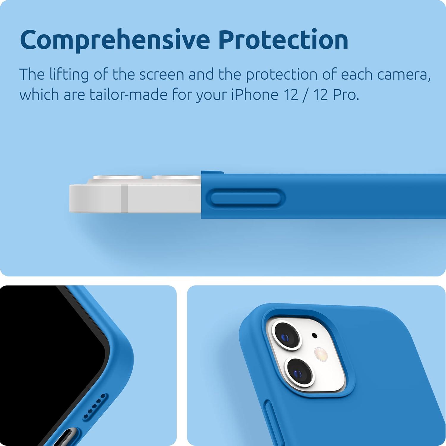 imageSURPHY Designed for iPhone 12 Case and iPhone 12 Pro Case 61 inch Thickened Liquid Silicone Phone Case with Microfiber Lining for iPhone 12 ampamp 12 Pro 2020 RedBlue