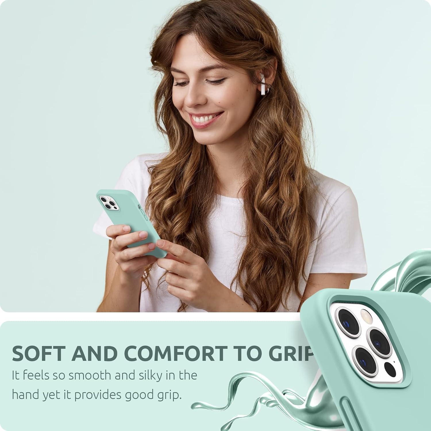 imageSURPHY Designed for iPhone 12 Pro Max Case 67 inches Liquid Silicone Phone Case with Microfiber Lining for iPhone 12 Pro Max 2020 BlueMint Green