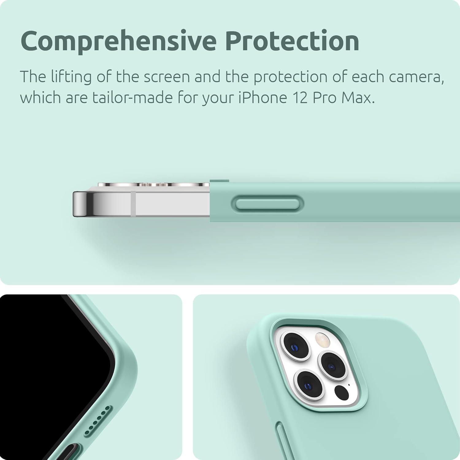 imageSURPHY Designed for iPhone 12 Pro Max Case 67 inches Liquid Silicone Phone Case with Microfiber Lining for iPhone 12 Pro Max 2020 BlueMint Green